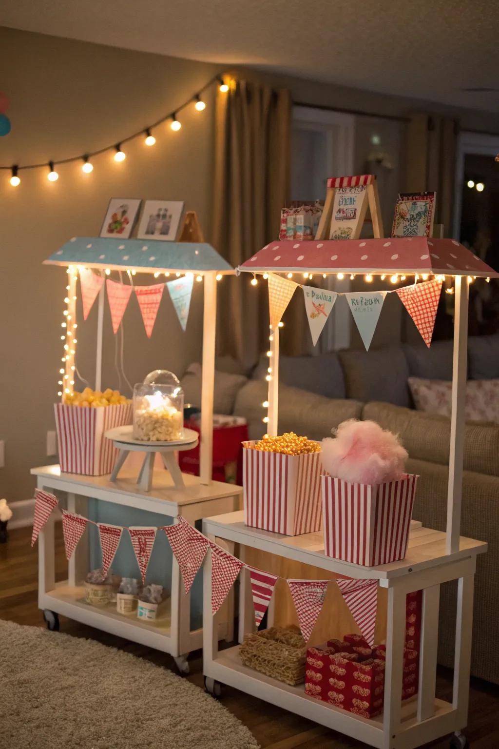 Conjure the allure of a fair with themed refreshment stands.