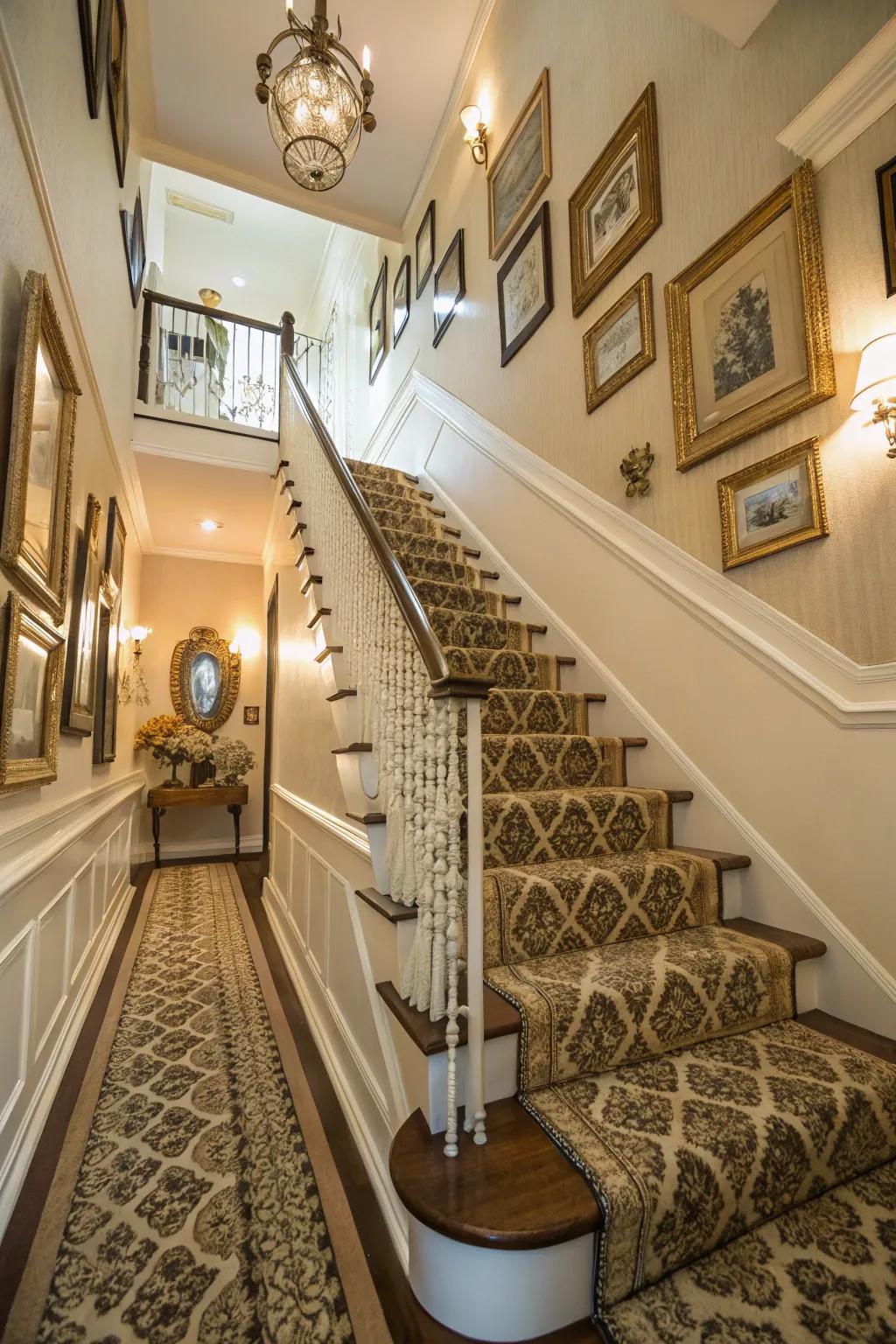 Artwork and reflectors enhance your stairway's mood.