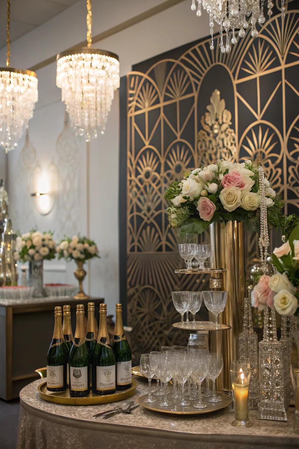 A themed champagne toast for a unique celebration.