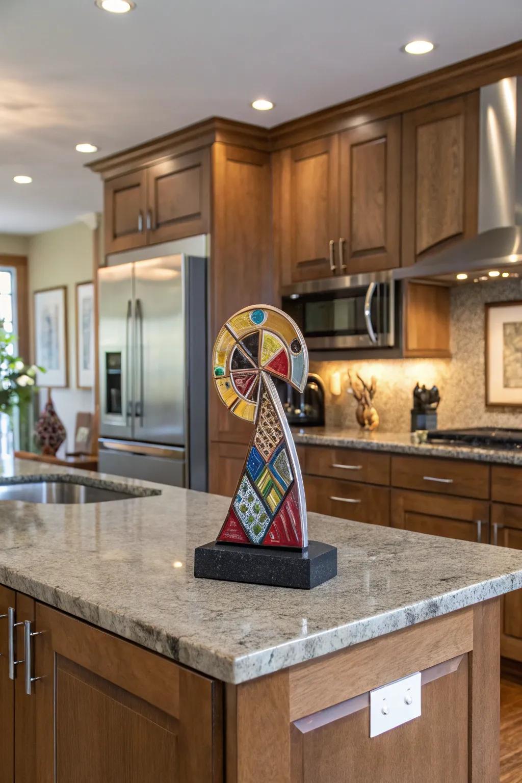 Imbue personality with artistic elements on your kitchen island.