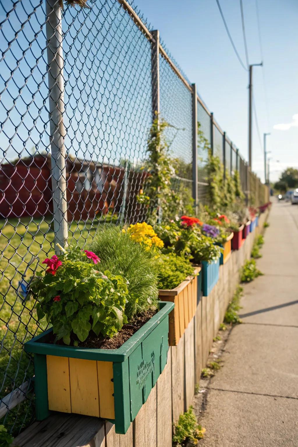 Planter boxes infuse life and color into your fence.