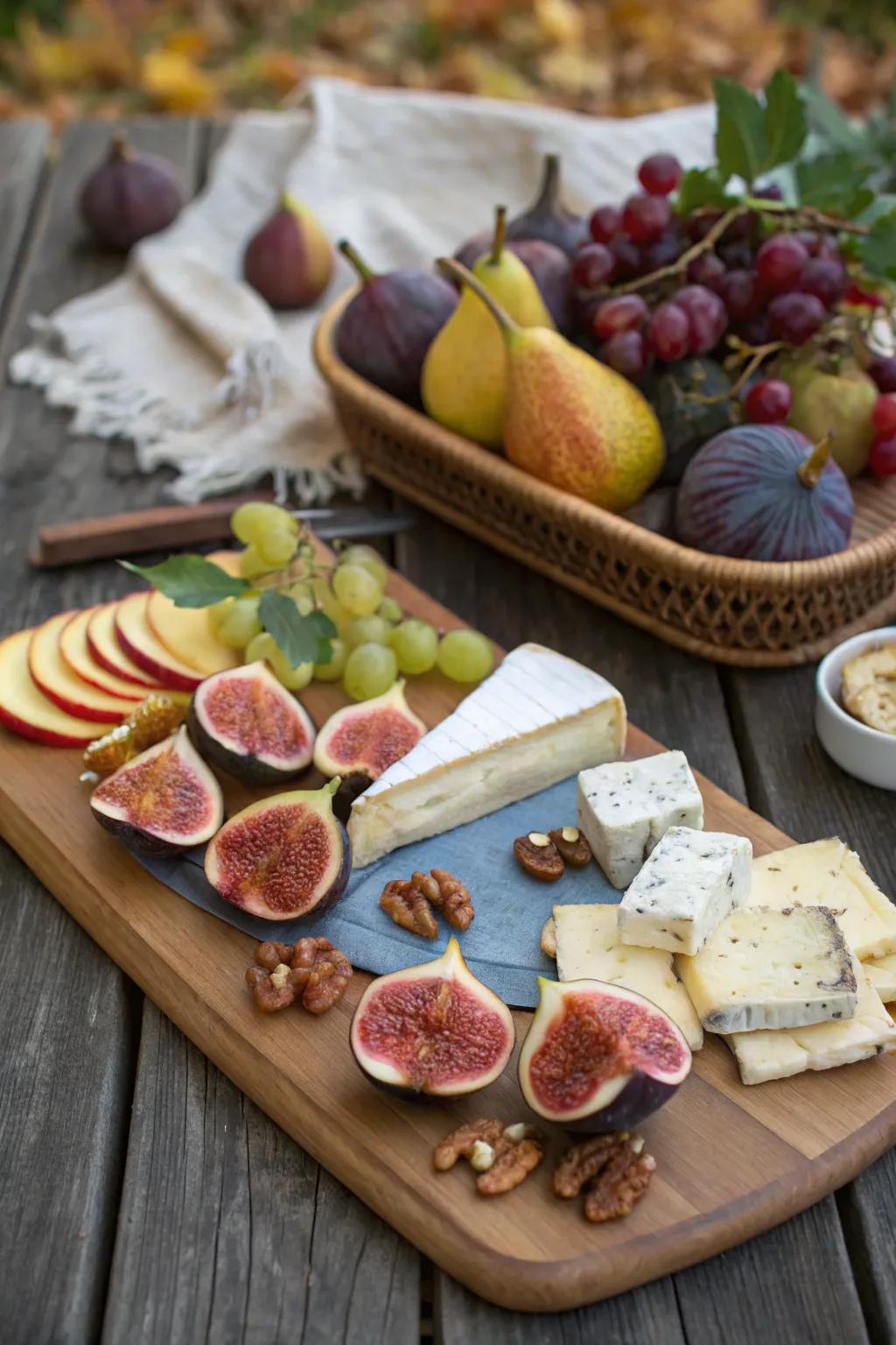 An autumnal platter elevated with seasonal fruits.