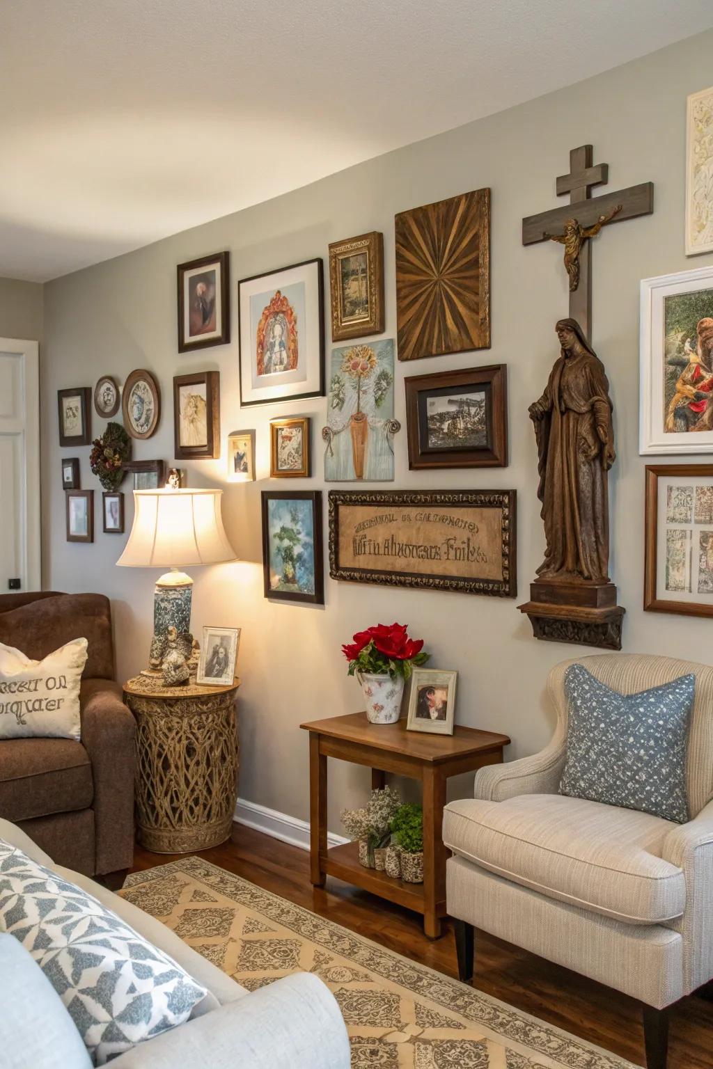A gallery wall telling your personal faith story.