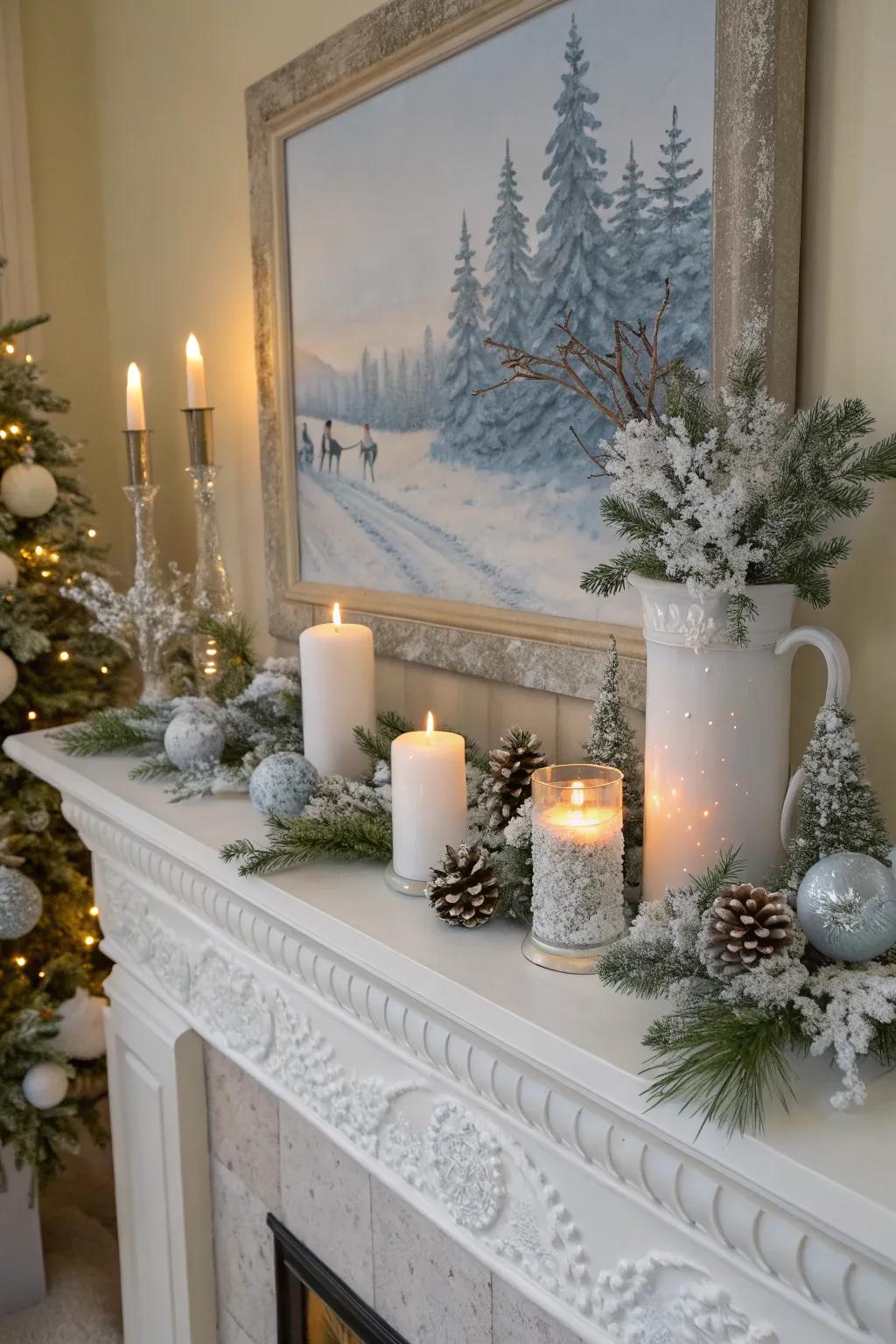 Establish an enchanting indoor winter fairyland through snowy ornamentation.