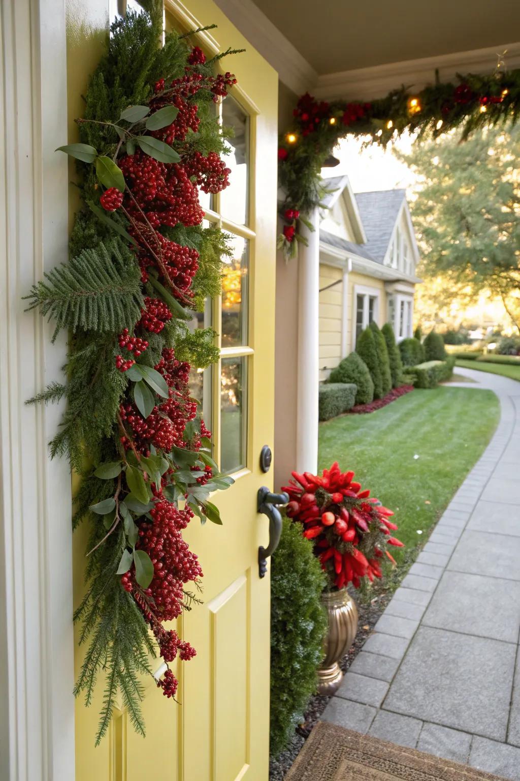 Vibrant berries enliven this swag.