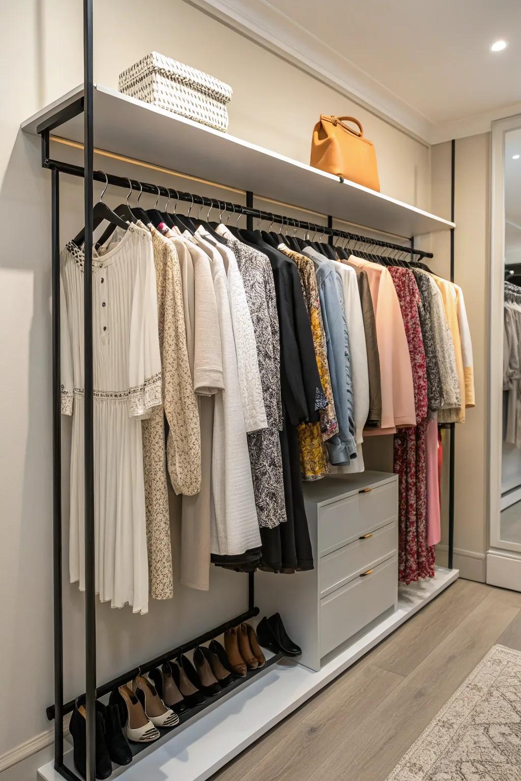 Showcase your fashion through a chic boutique rack.