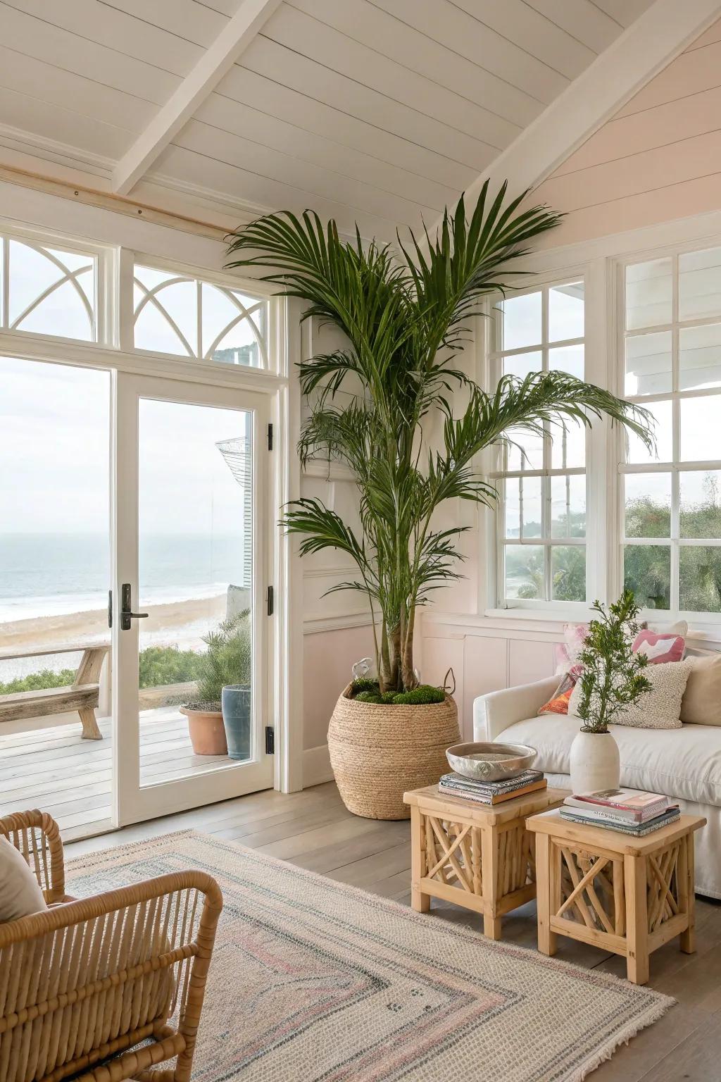 Plants bring a fresh sensation to coastal decor.