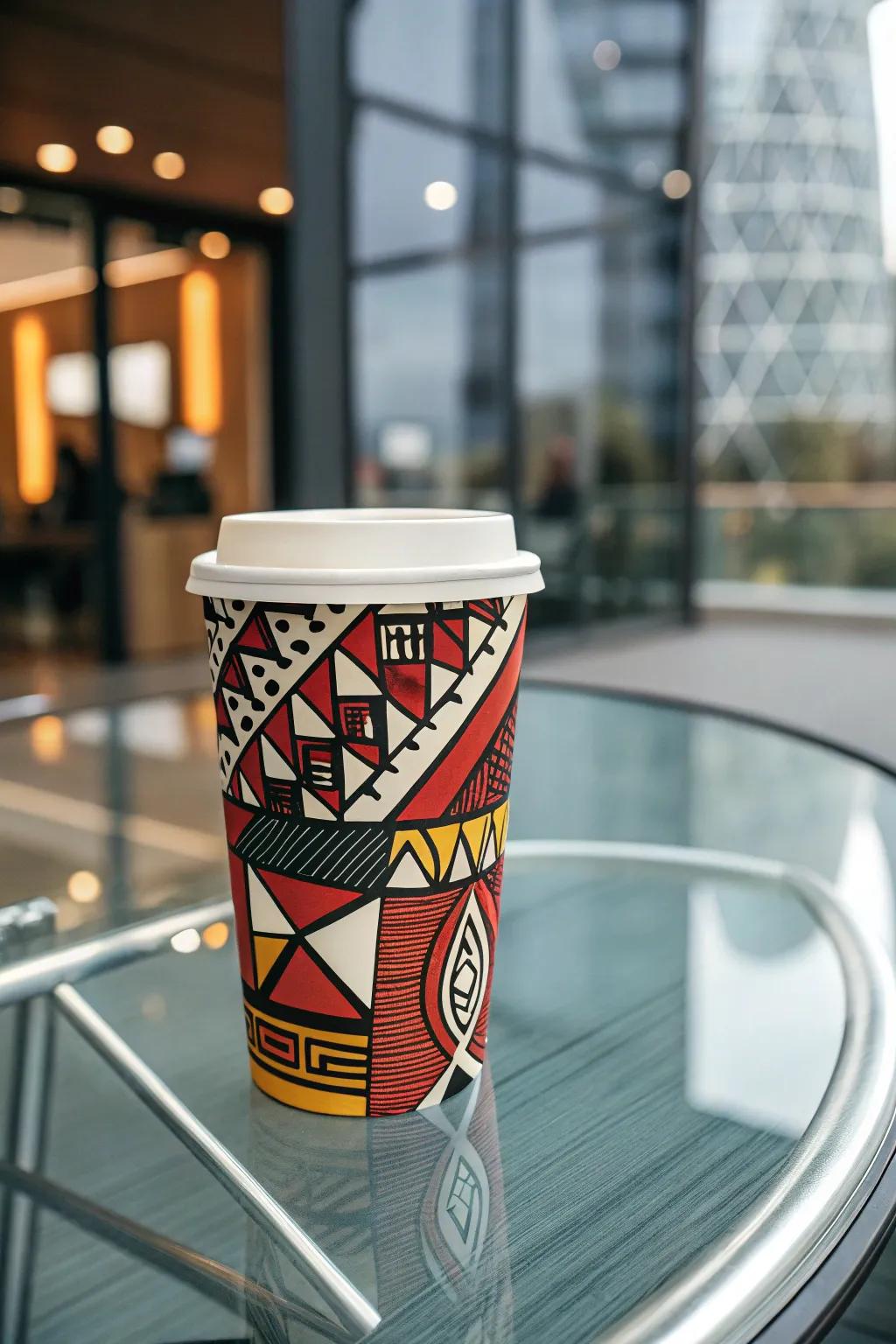 Refine your coffee indulgence through vessels bedecked with fashionable geometric designs.