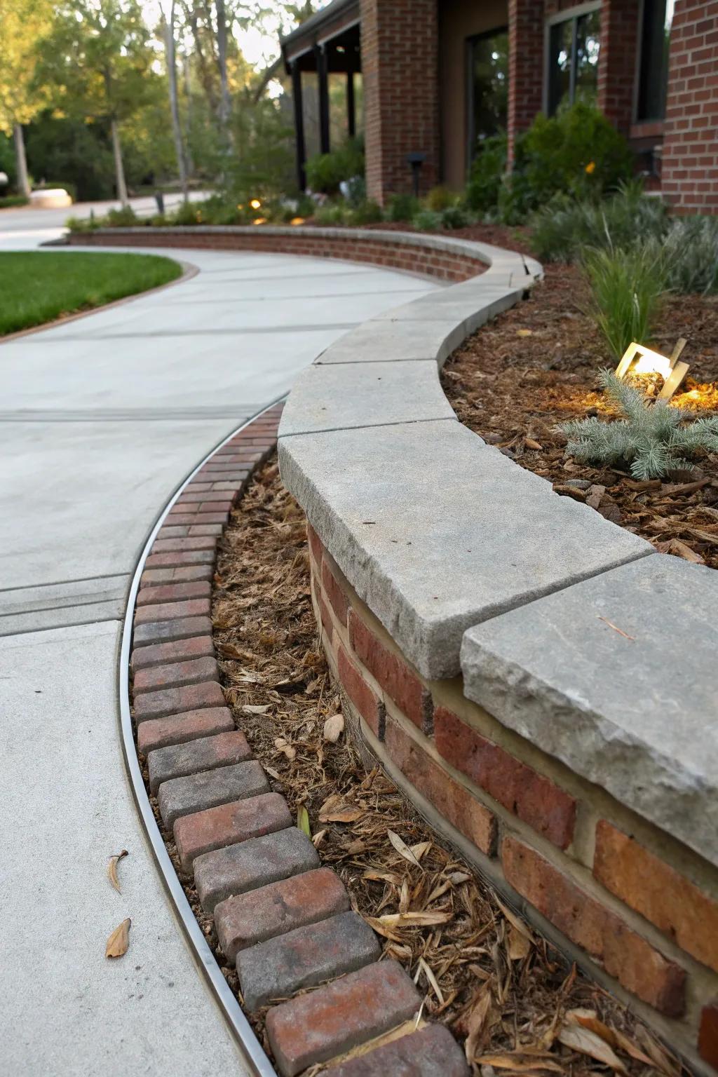 Contrasting materials create borders that command attention.