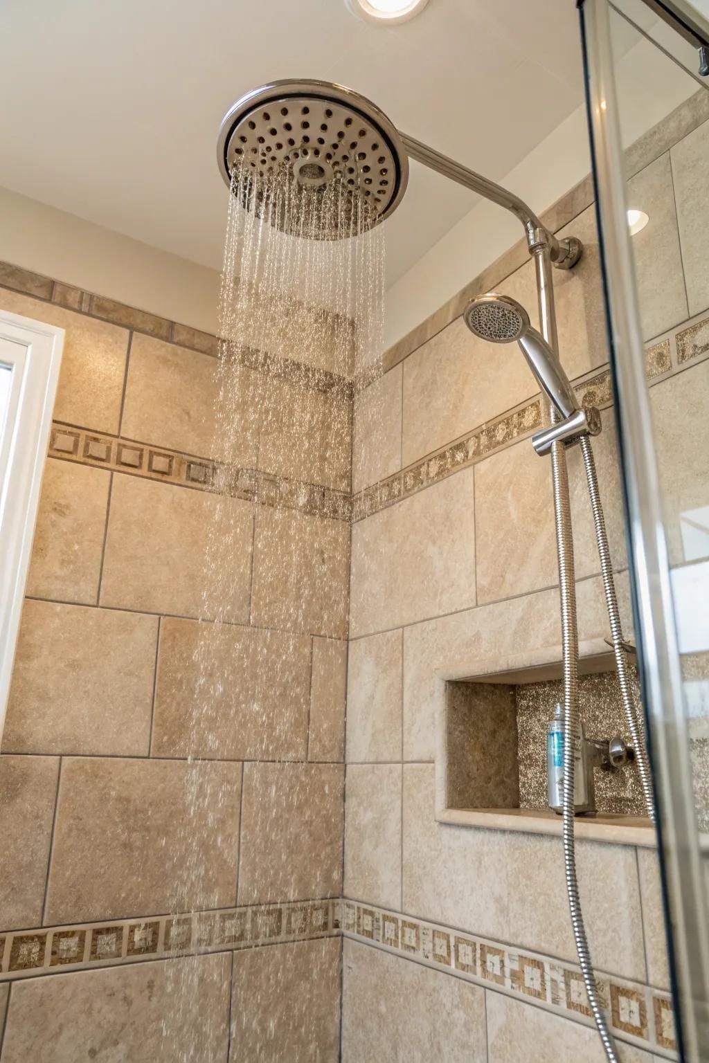 Understated pigments usher in a soothing spa-esque atmosphere to your bathroom.