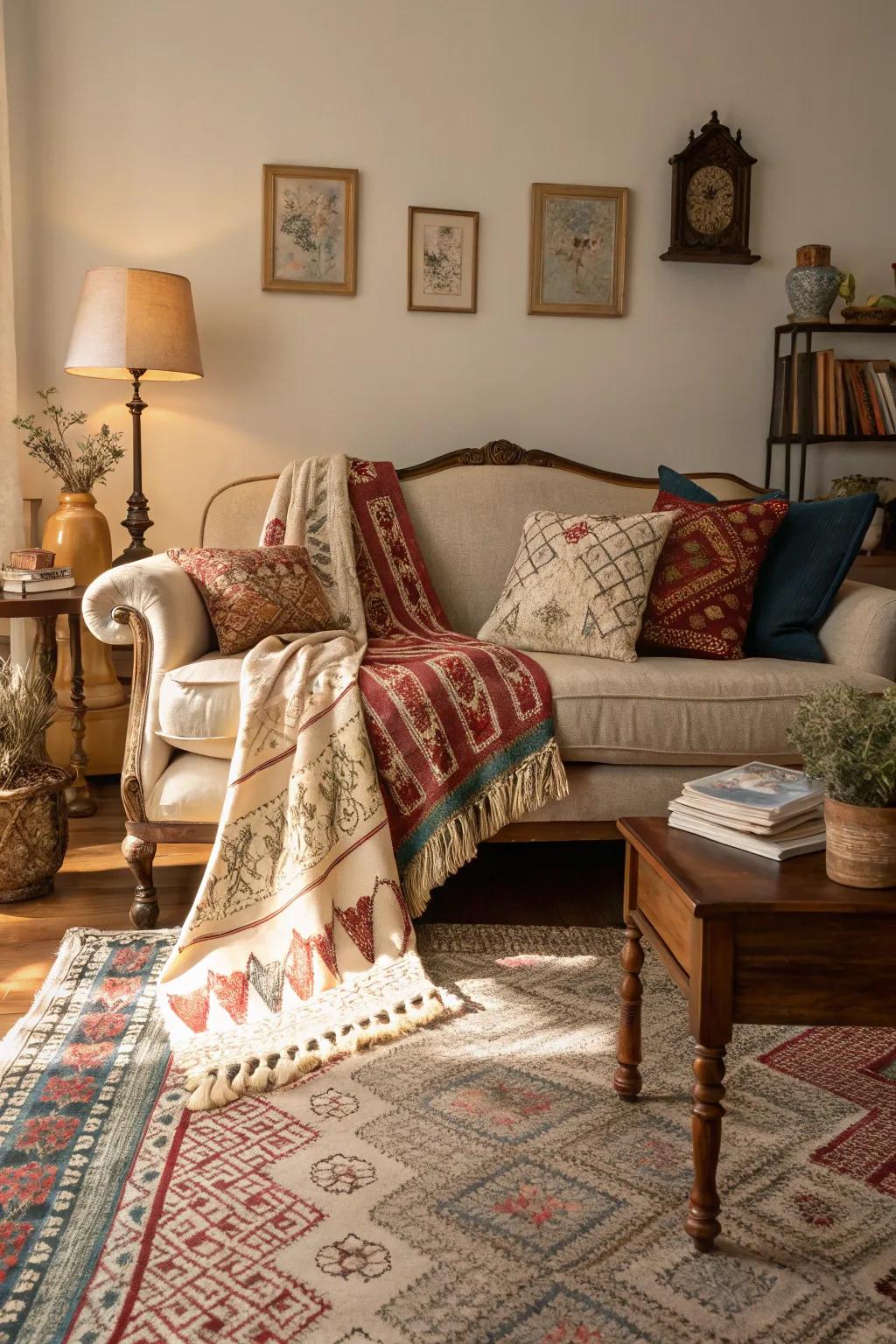 Assorted fabrics that encourage warmth and texture.