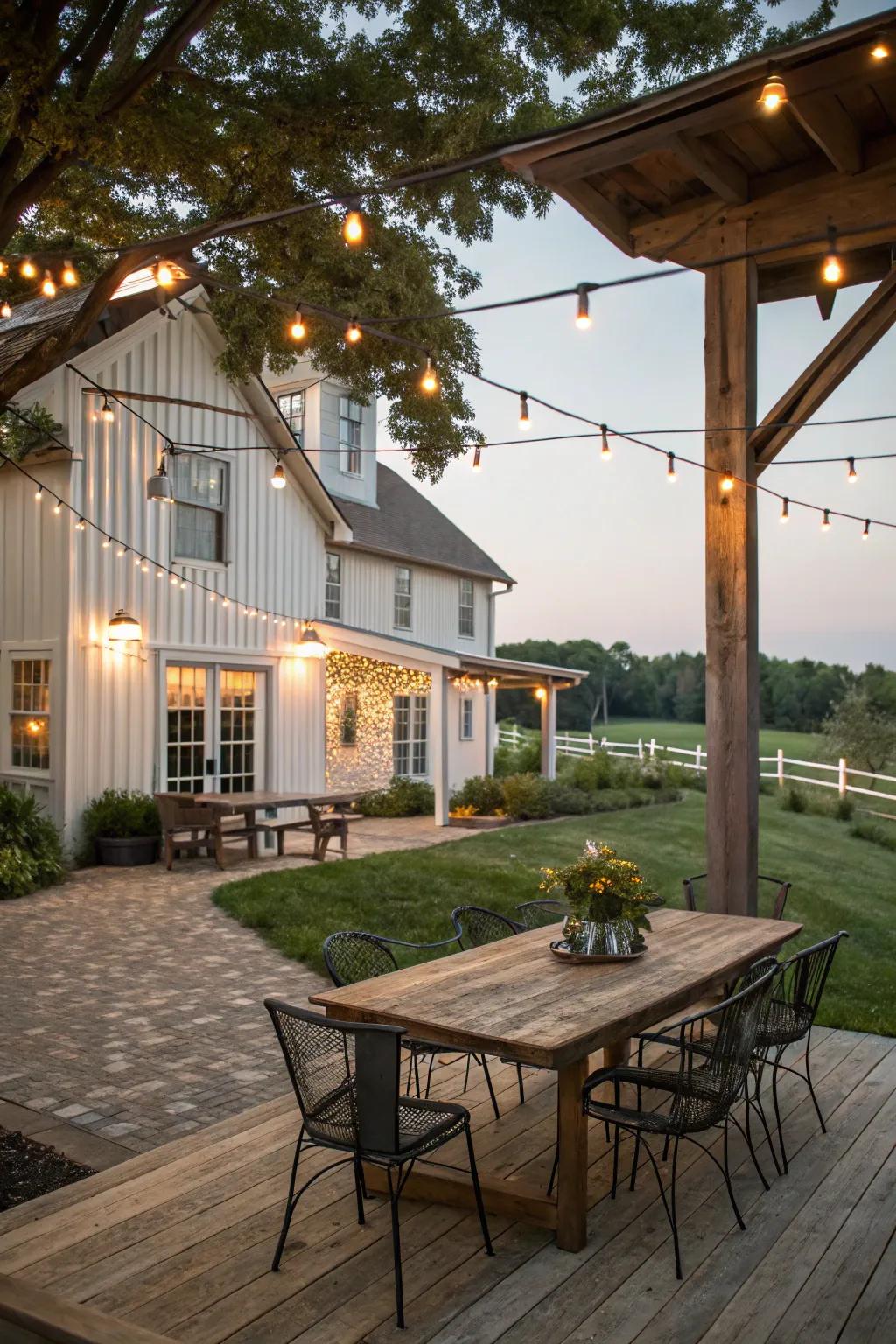 Meld timber and ferrous elements for a welcoming, countryside-inspired patio.