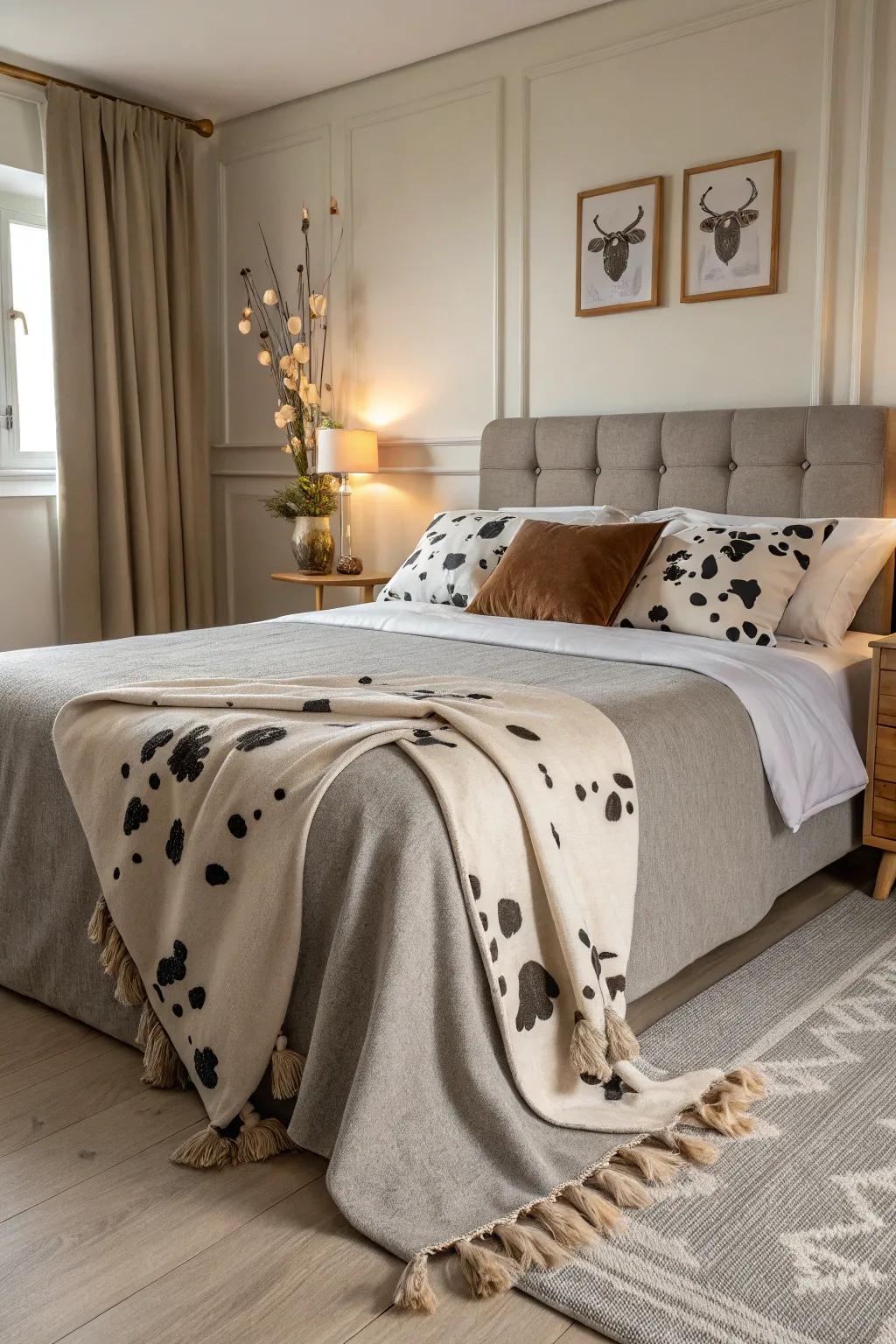 Neutral colors paired with wild animal pattern make for a refined aesthetic.