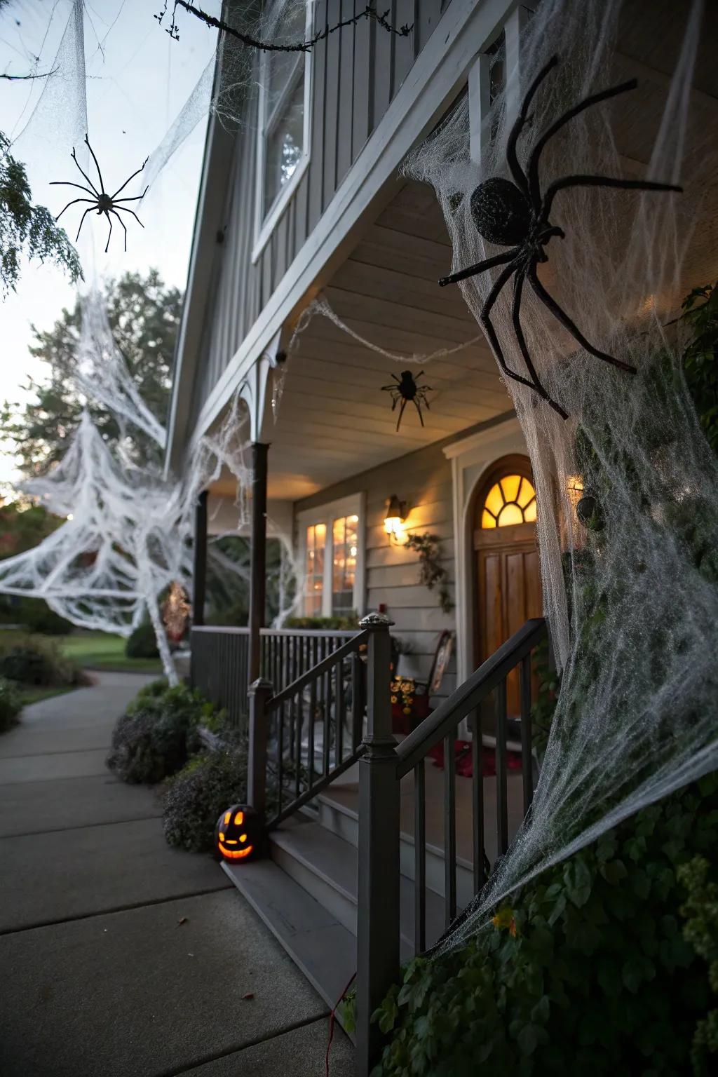 Spider webs and props create a web of terror.