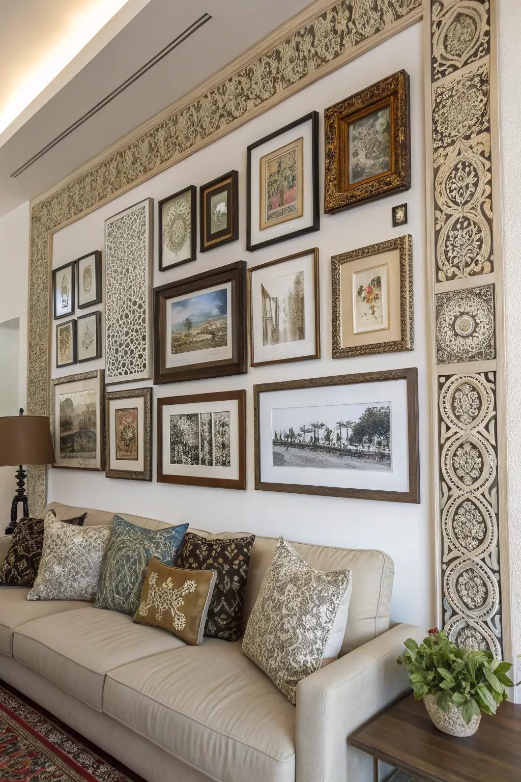Framed layouts infuse sophistication and beauty into areas.