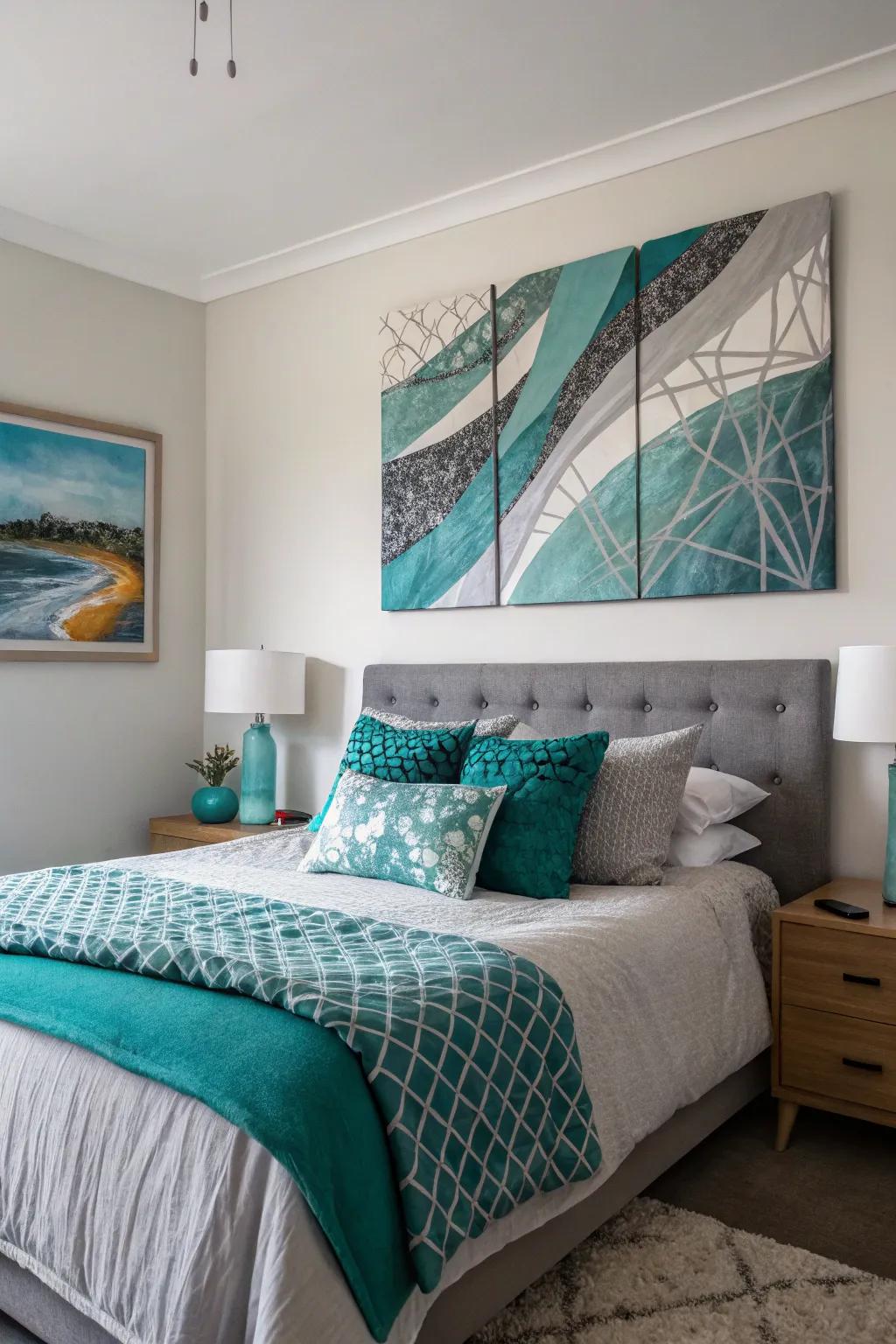 Art adds an attention-grabbing focal point to the room.