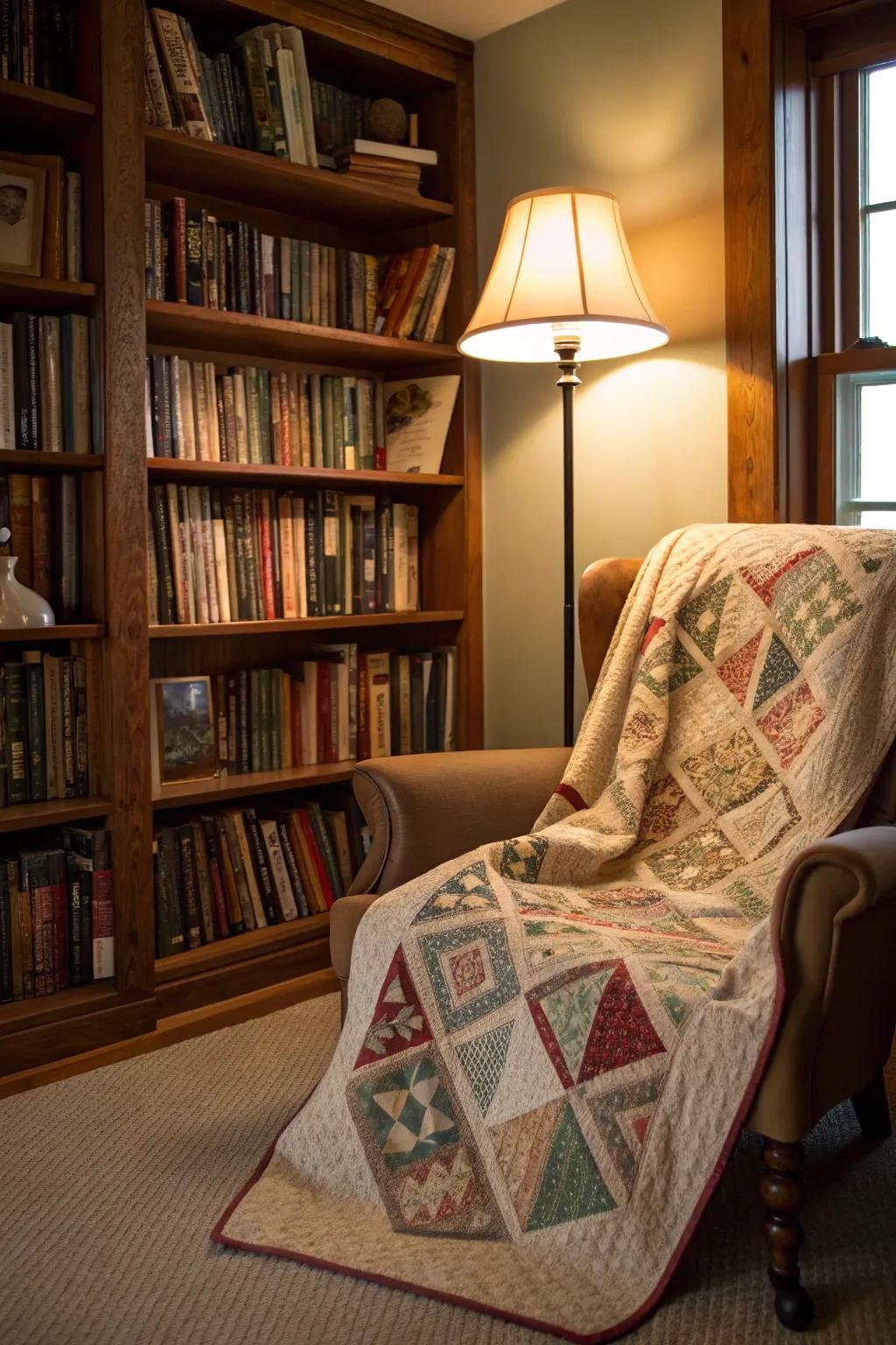 Historic fabrics generate an inviting and cozy ambiance.