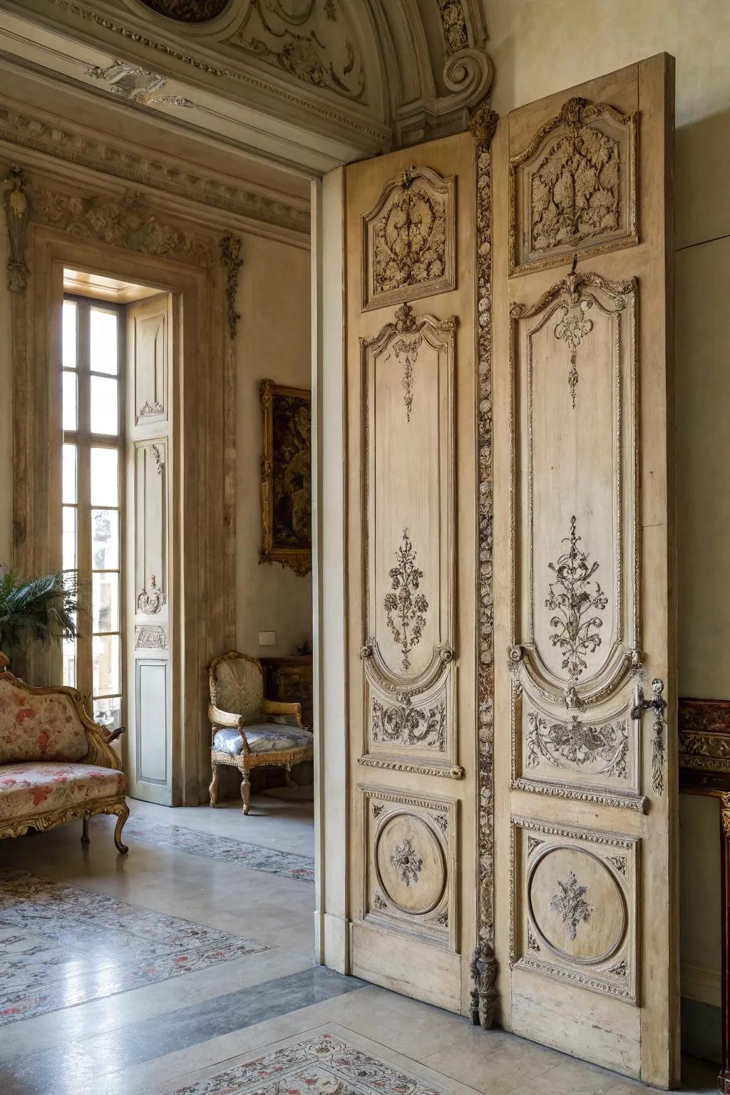 Convey unique character by integrating antique doors.