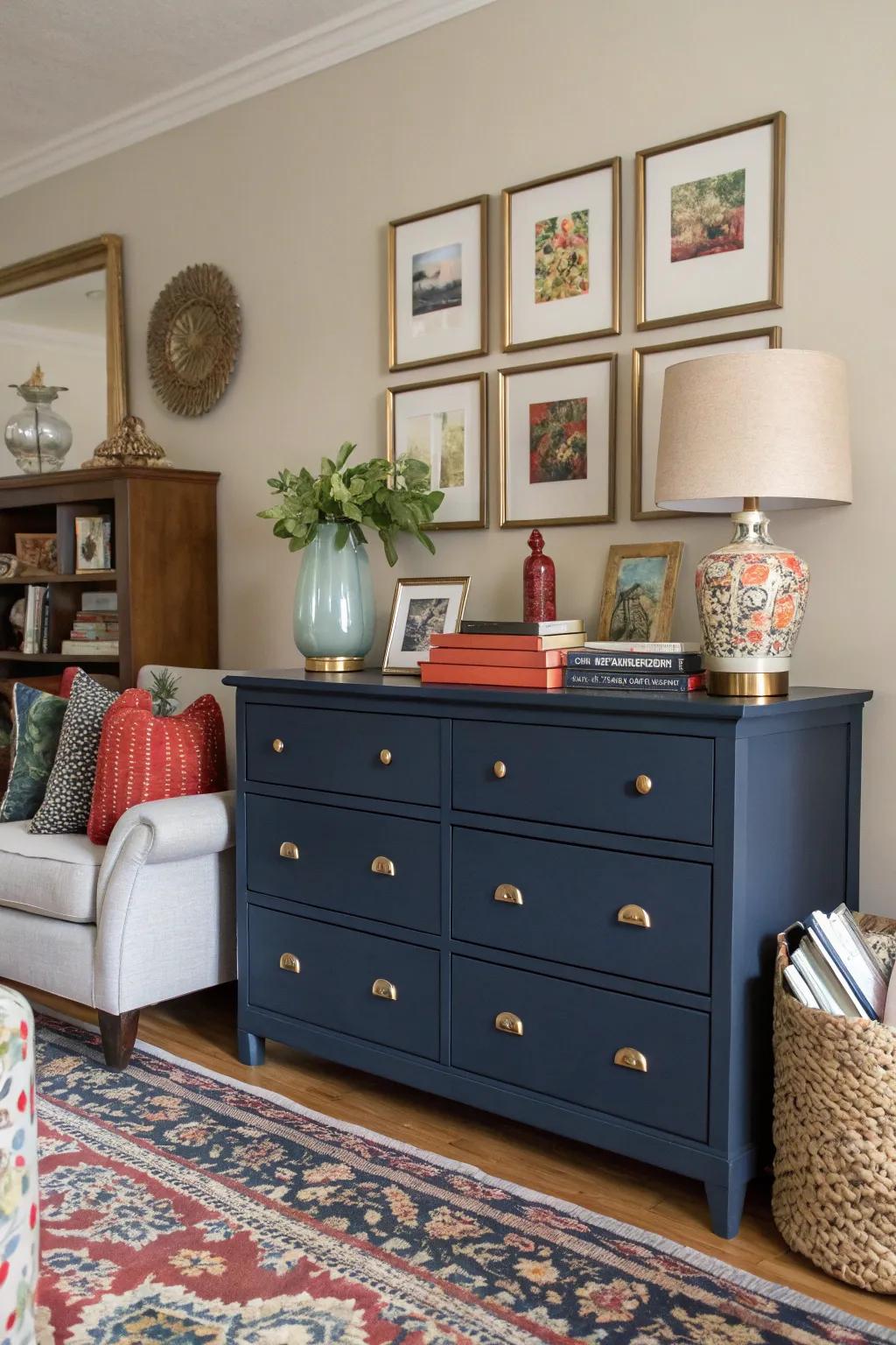 A striking dresser color can forge a remarkable declaration.