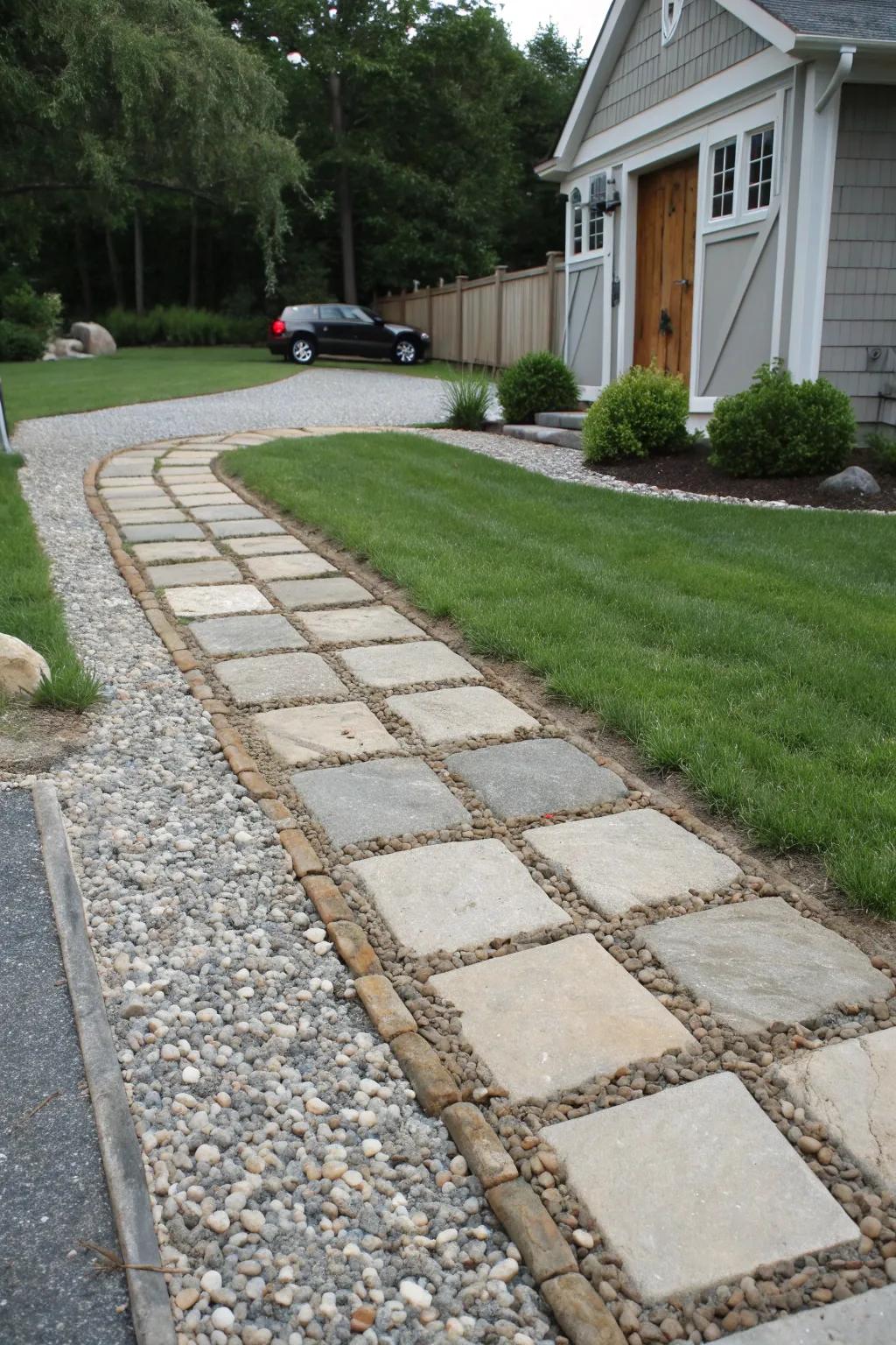 Mixed materials can impart a tailored and unique style to your driveway.