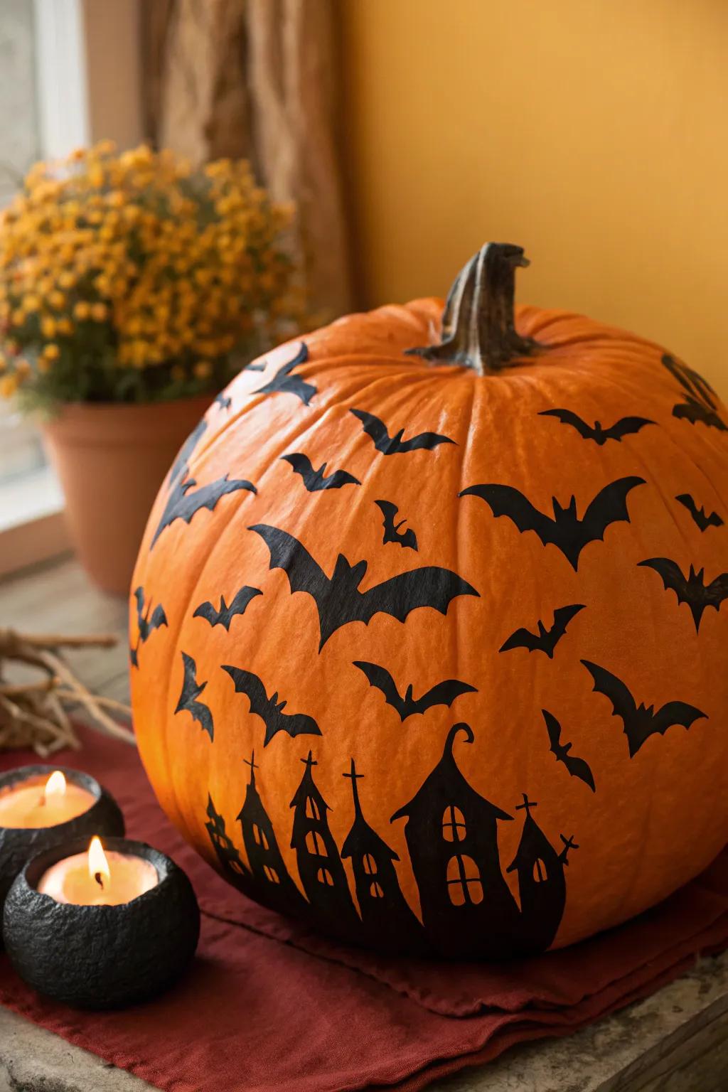 Haunting outlines fashion a hauntingly exquisite Halloween adornment.
