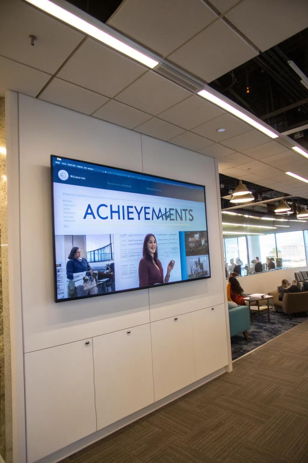 A sophisticated digital screen displaying significant employee milestones.