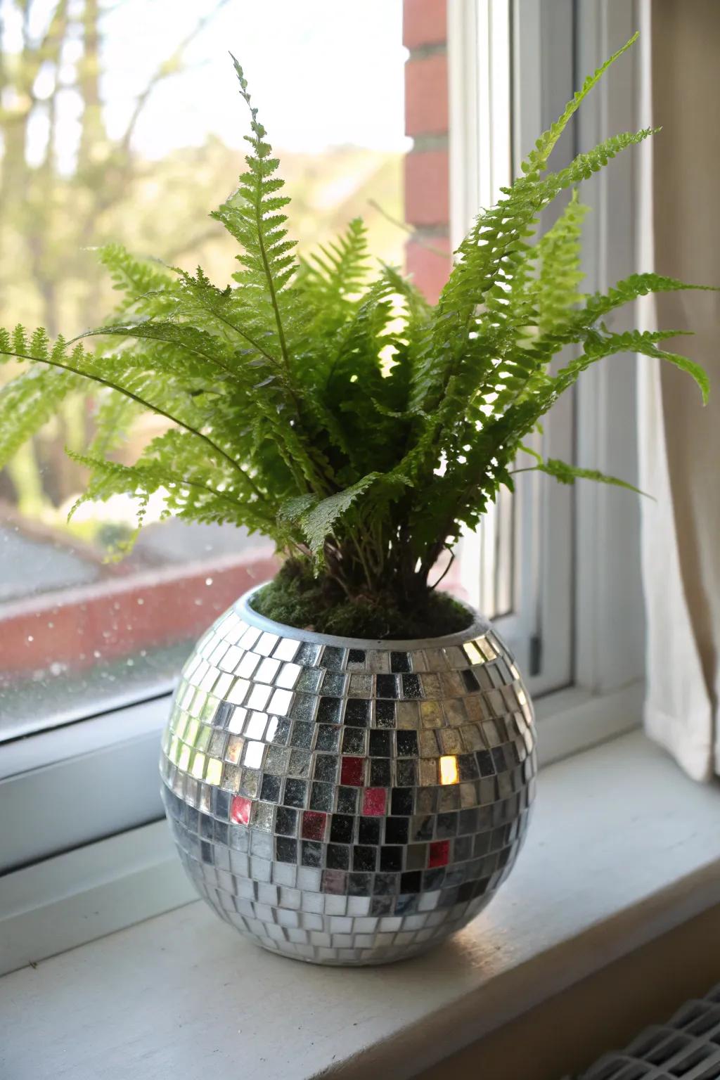 Bring retro glam to your plant display with a disco planter.