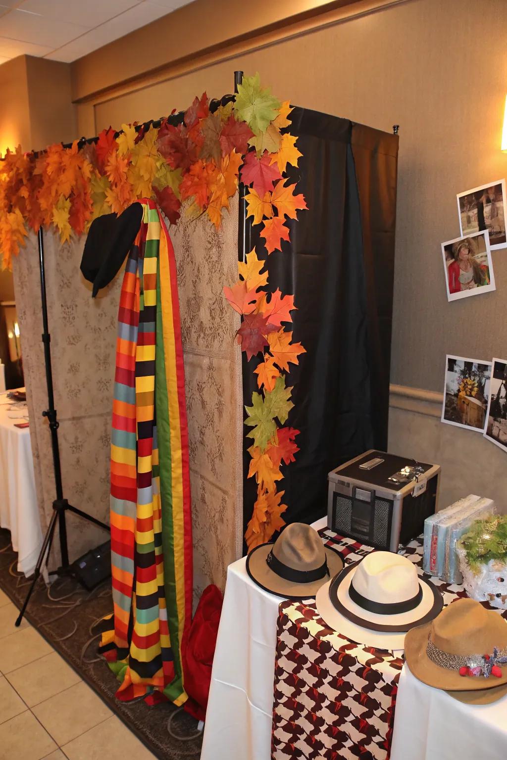 An entertaining fall-themed photo setting for capturing celebration moments