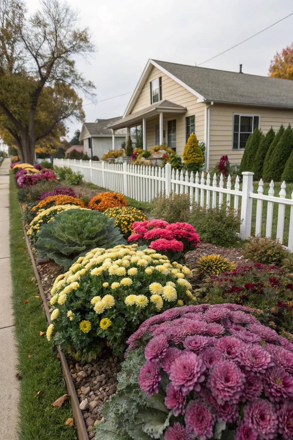 Add vibrant colors with seasonal flowers and plants.