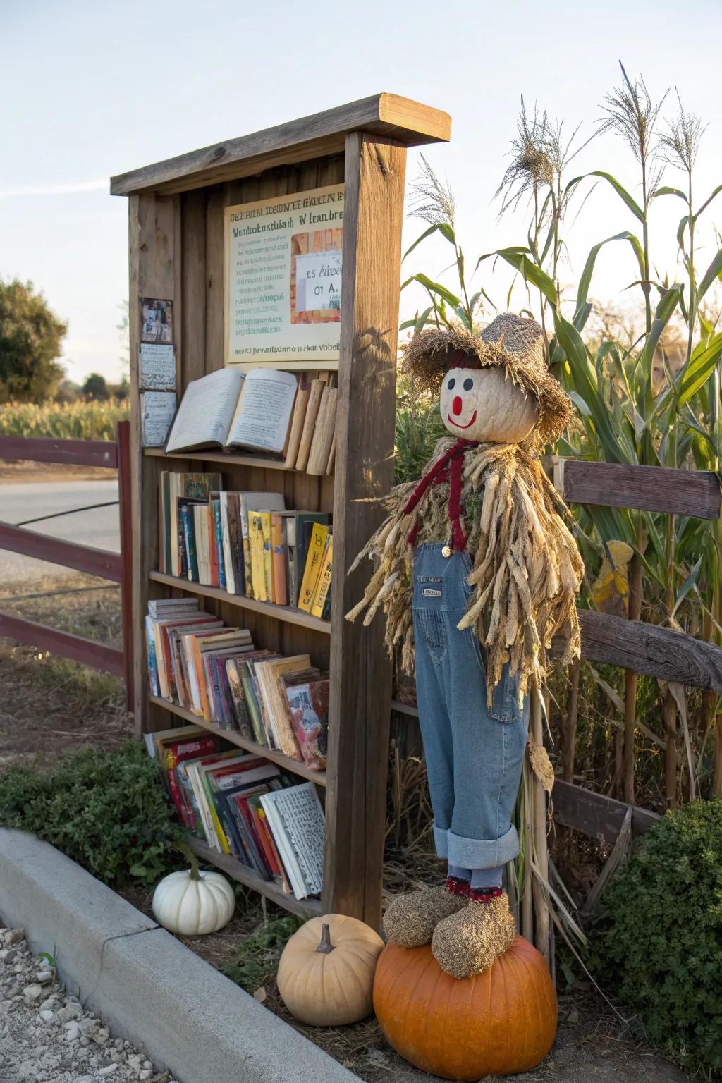 A scarecrow-themed bulletin board ideal for fall.