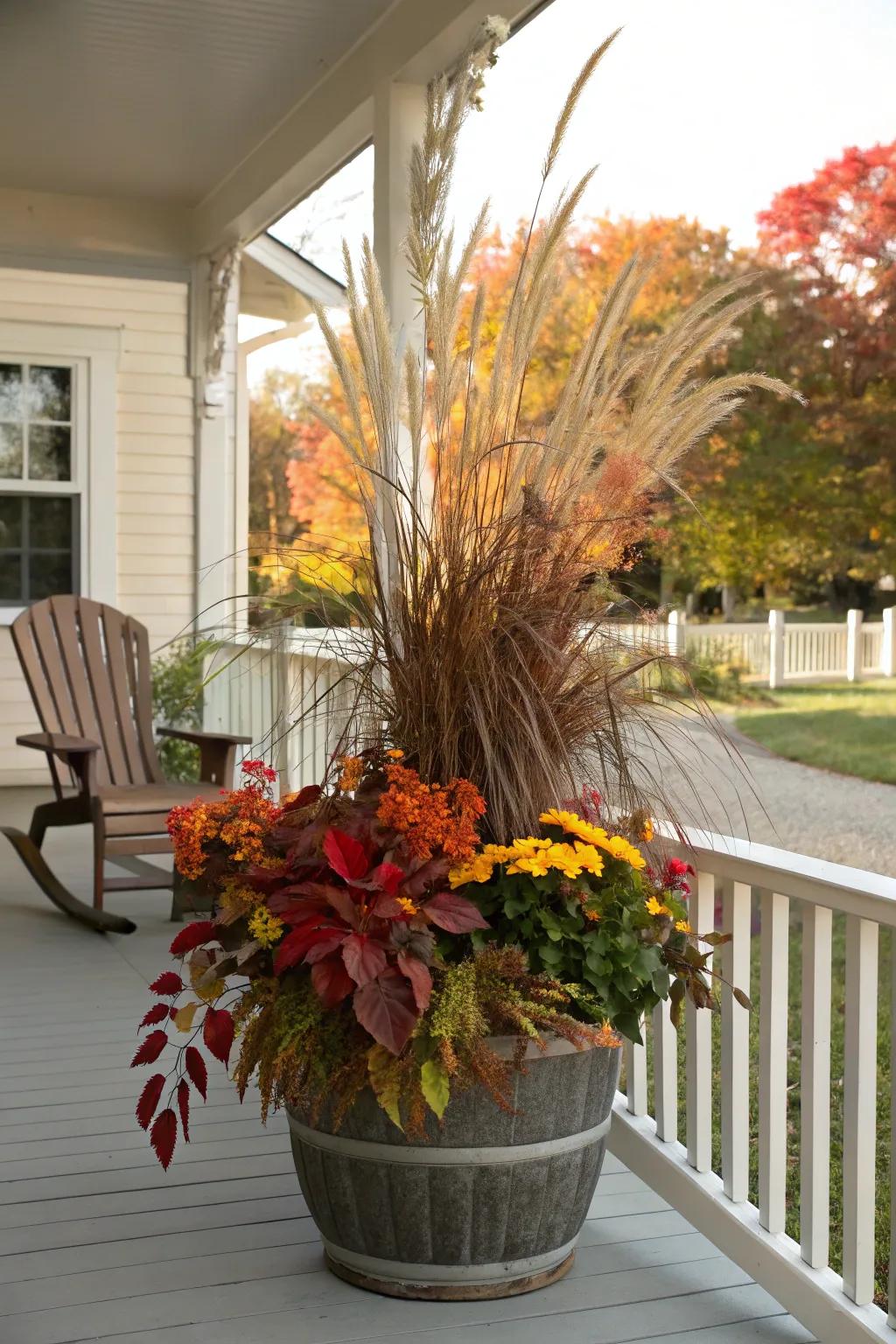 Feathery grasses impart texture and motion to your autumn tableau.