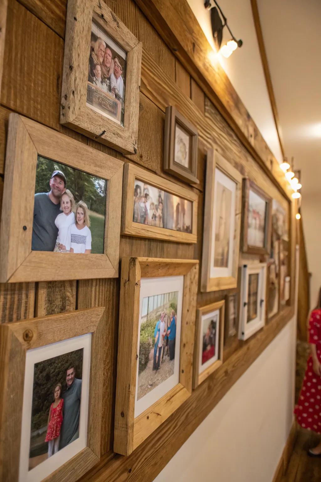Artisan wooden casings adding warmth to family images