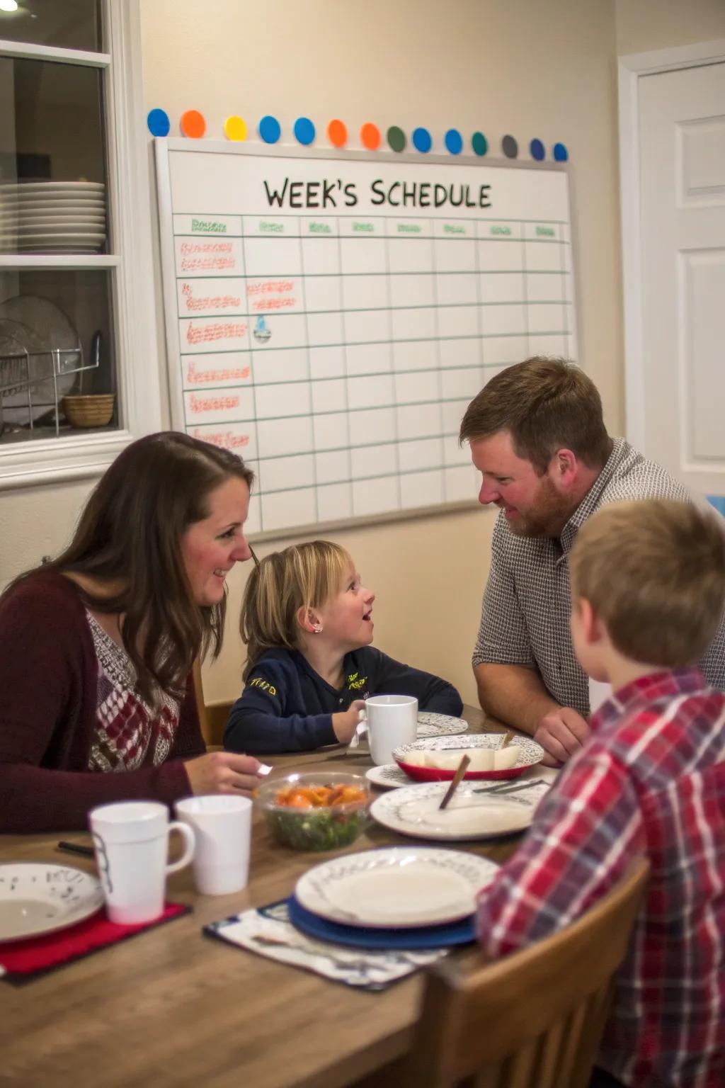 Weekly meetings ensure everyone is in agreement.