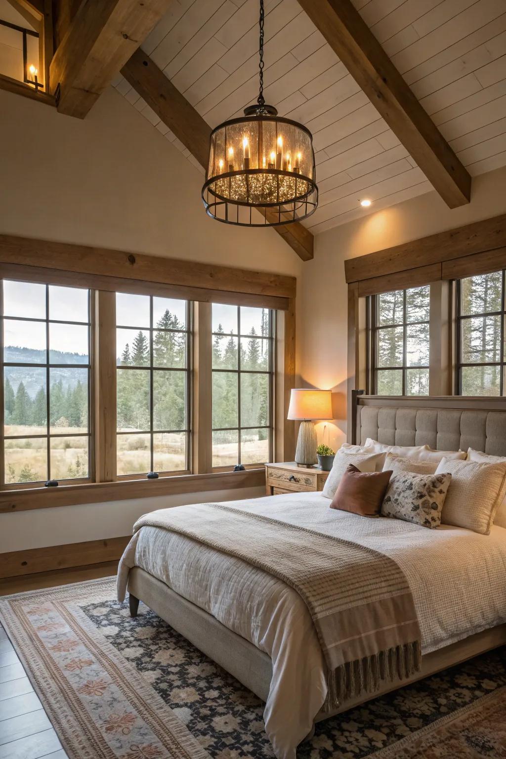 Natural illumination is augmented by cozy, gentle lighting.