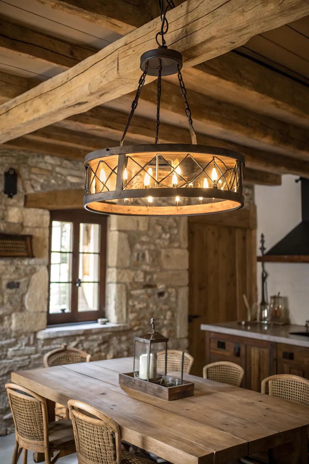 Wood and metal combinations create a genuine farmhouse vibe.