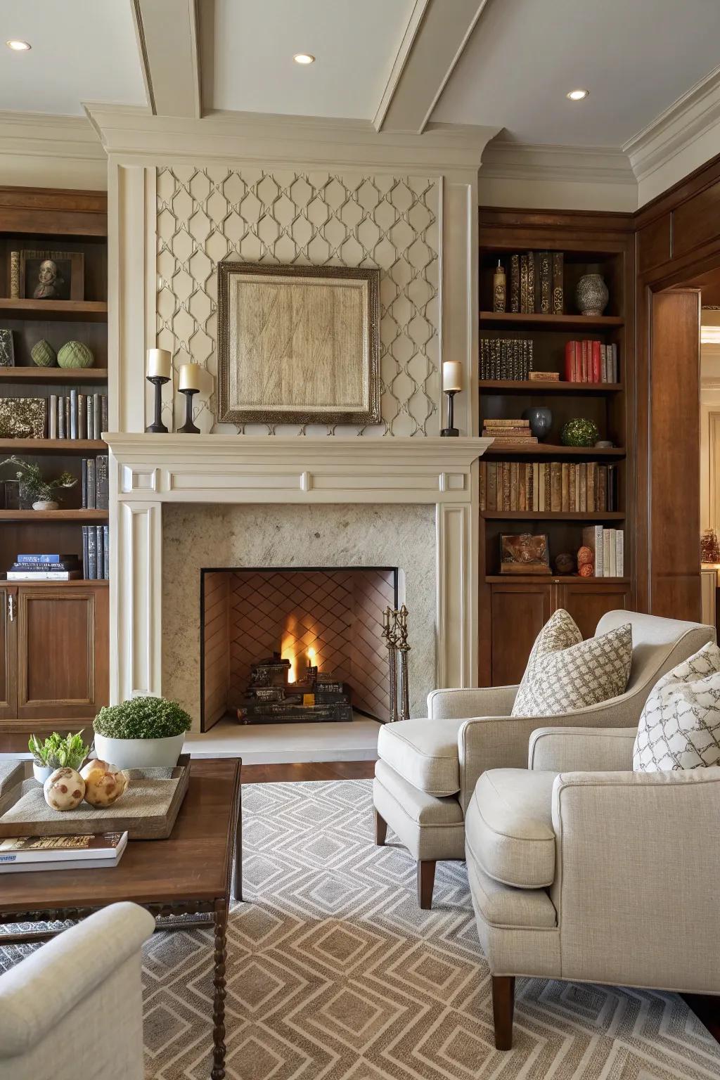 Stacked molding provides a layered, dynamic look.