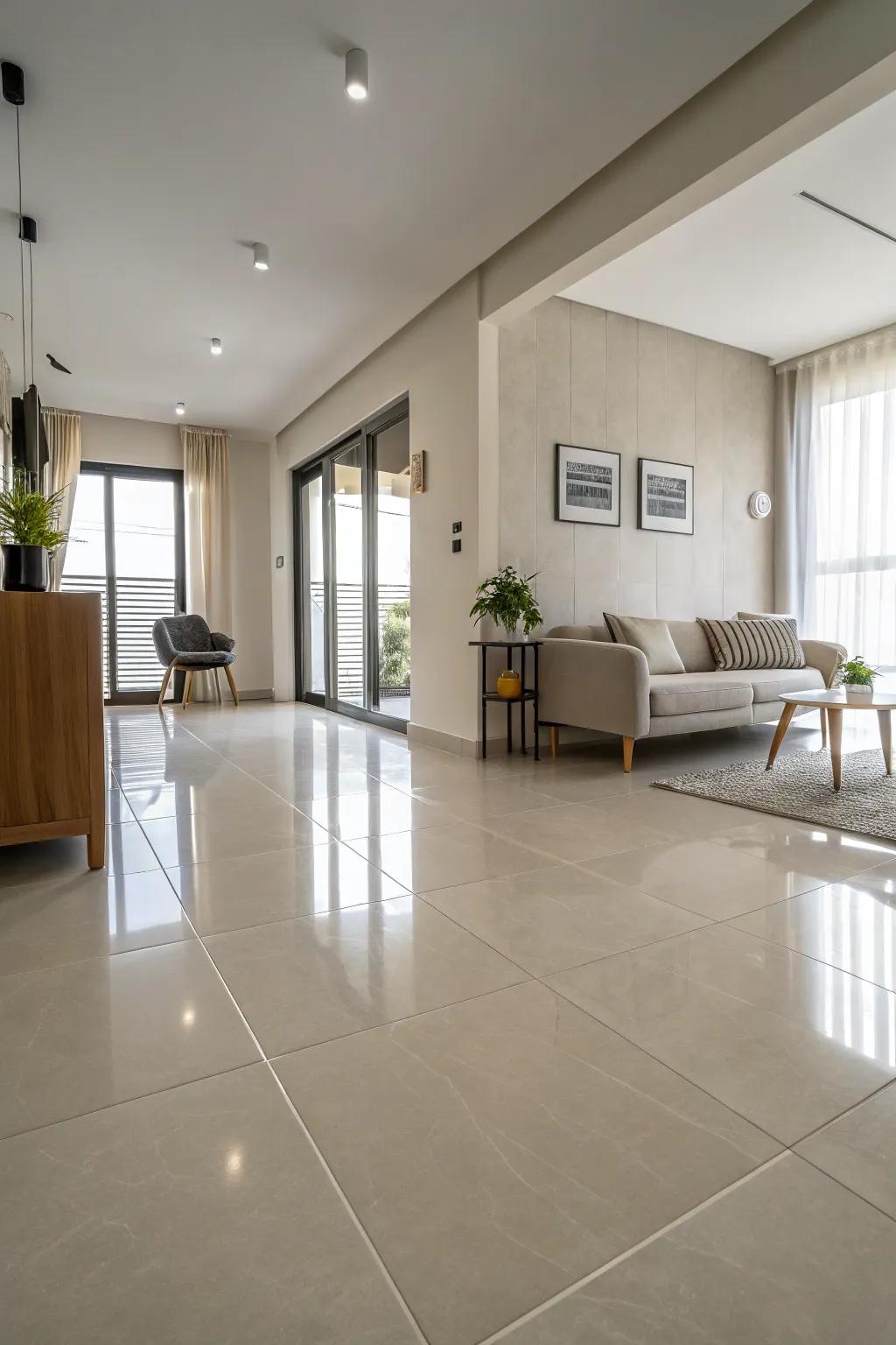 Minimalist tiles enhance modern, open spaces.