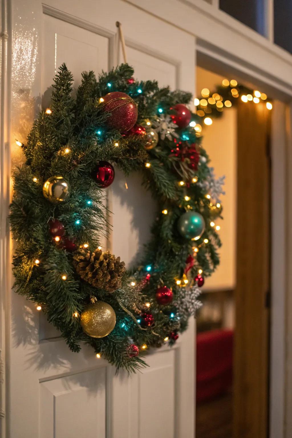 A festive radiance ornament infusing celebratory cheer into your entryway.