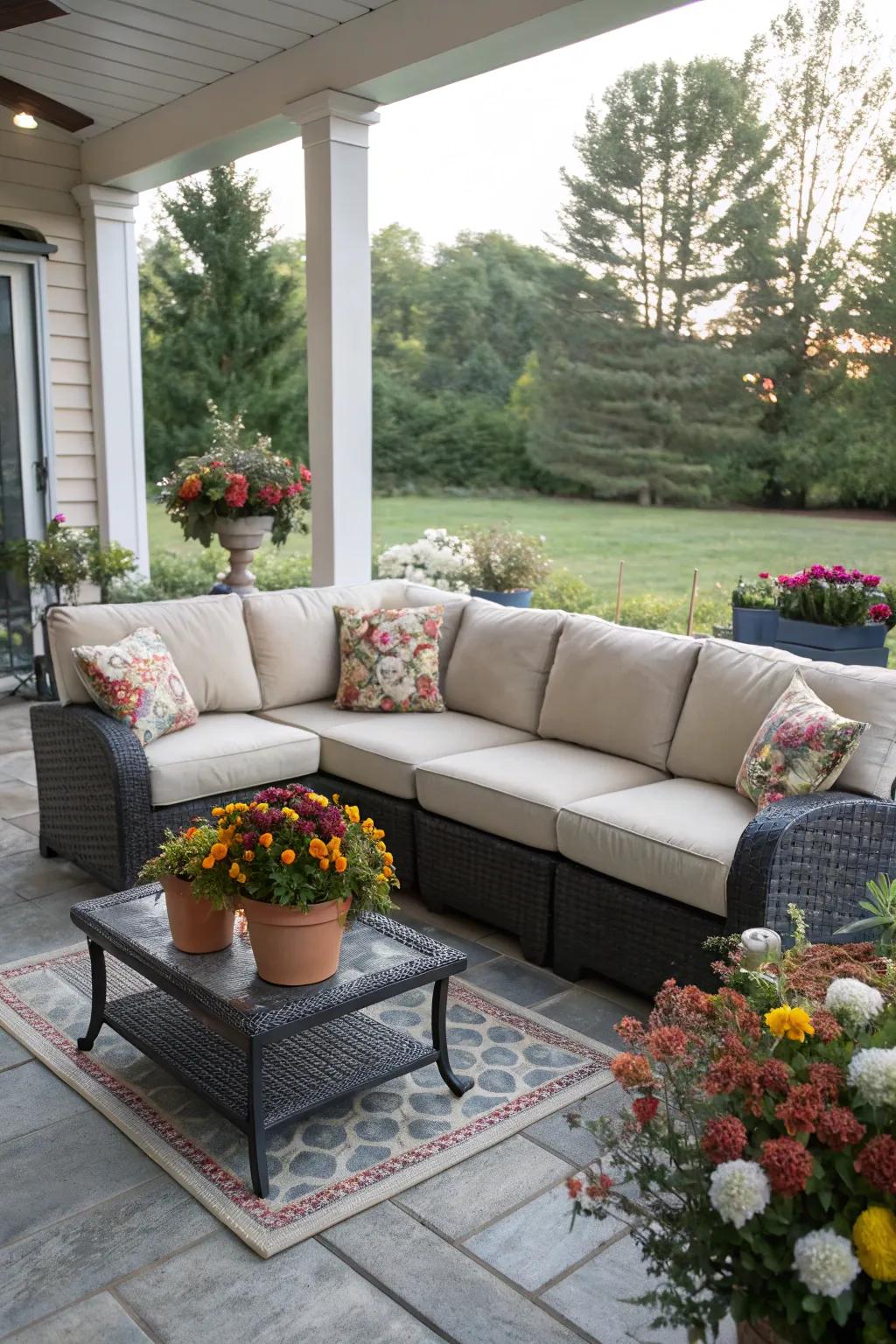 Sectionals provide ample seating and a cozy corner for gatherings.