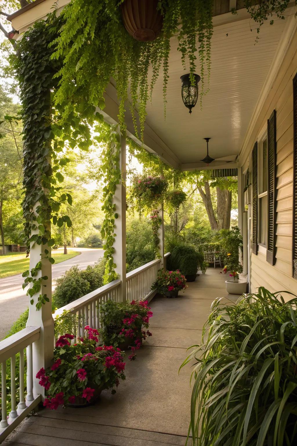 Verdant plant shelters contribute an organic nuance to your outdoor precinct.