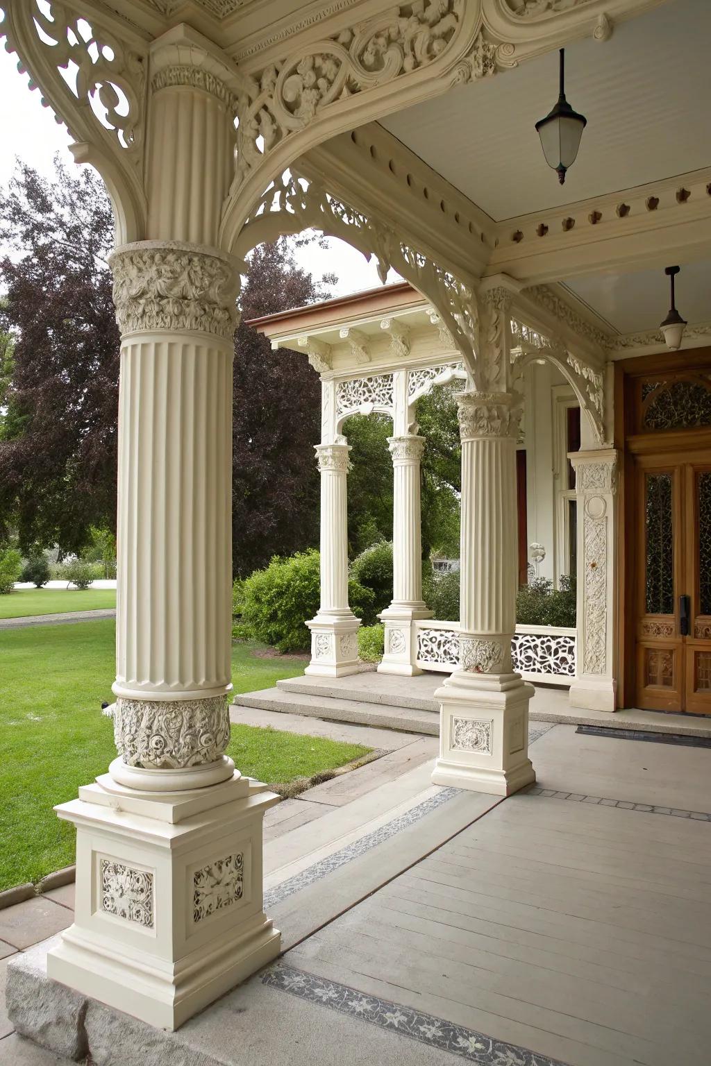 Ornamental trim introduces sophistication and finesse to porch columns.