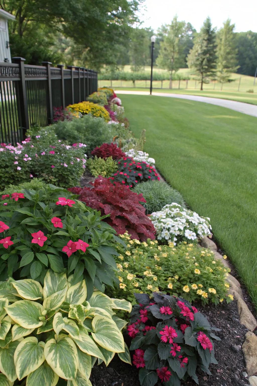 Employ texture and contrast to fashion an engaging flower bed.
