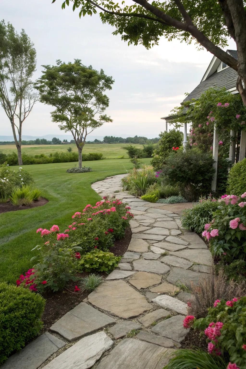 Natural stone pathways provide an ageless appeal.