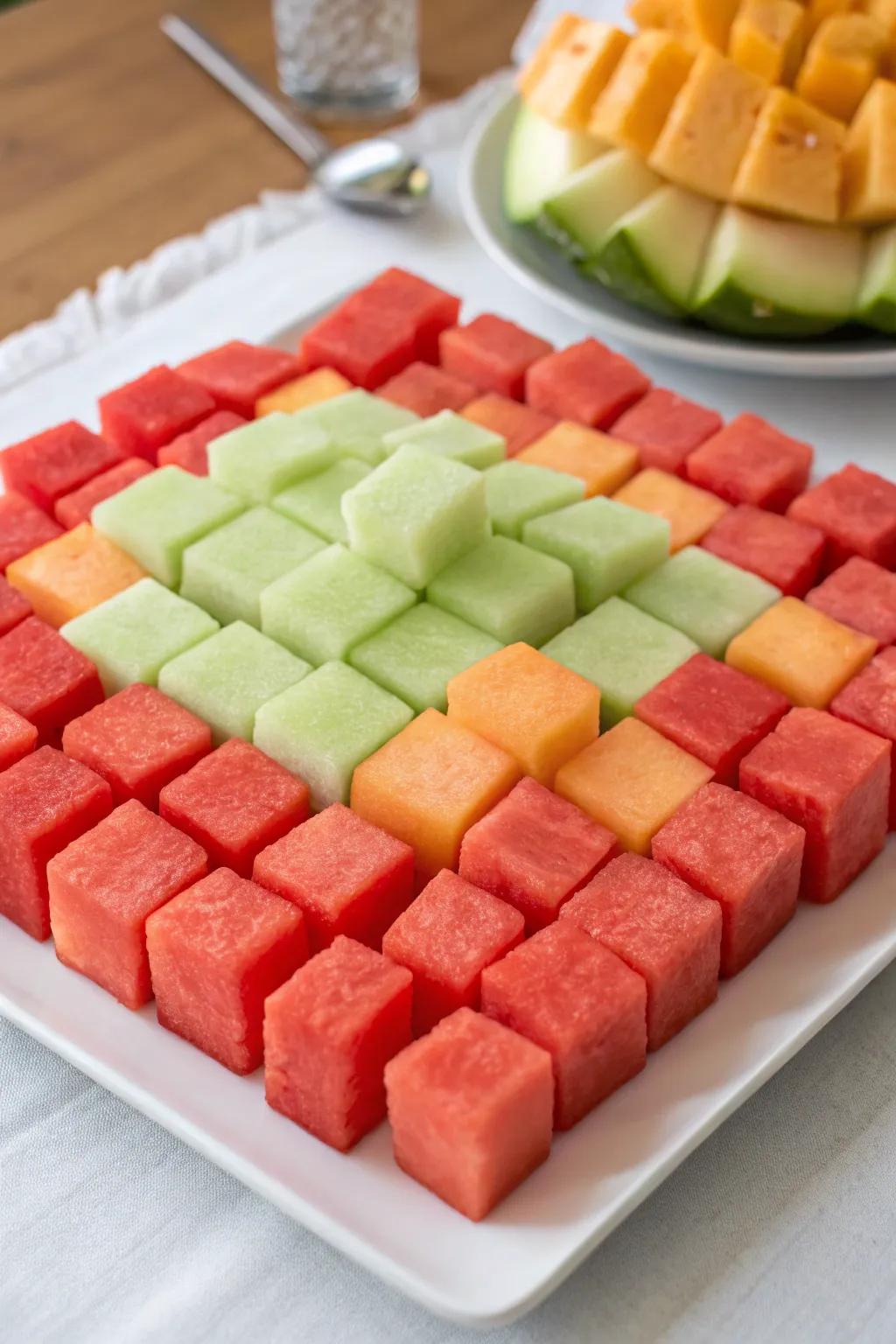 A contemporary geometric fruit design, conceived for a modern tabletop.