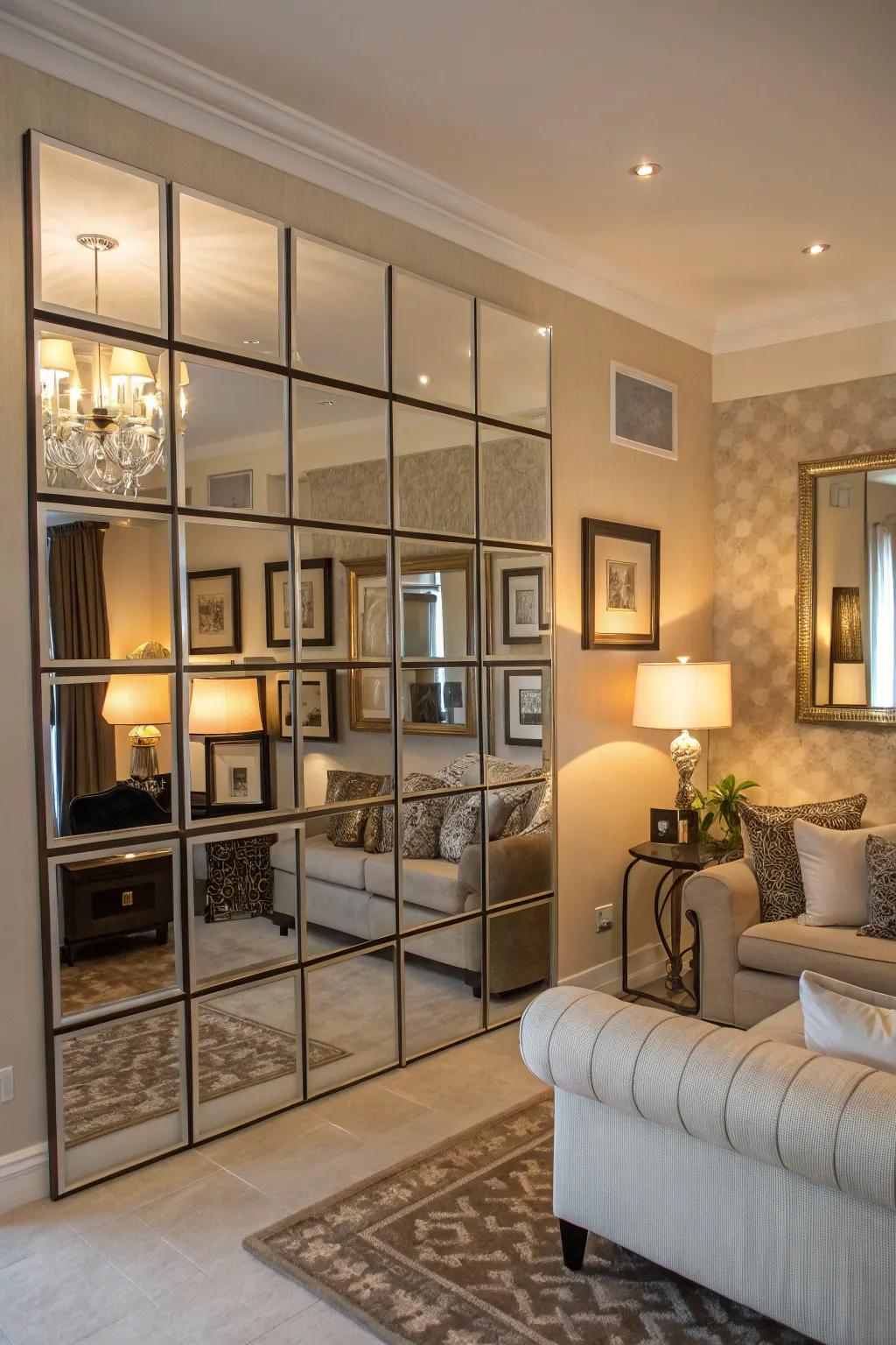 Employ multiple mirror panels for additional texture and depth.