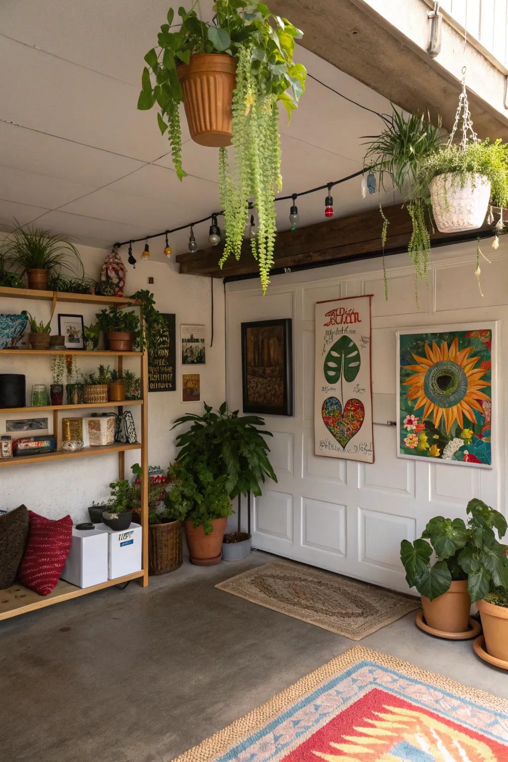 Flora and artwork enrich with warmth and identity.