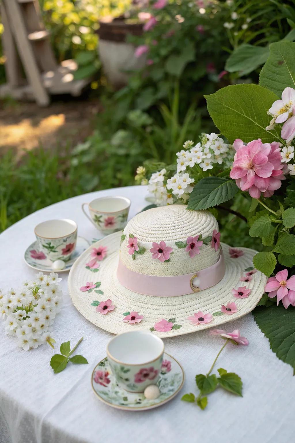 Afternoon tea treasure hat for a whimsical tea party aesthetic.