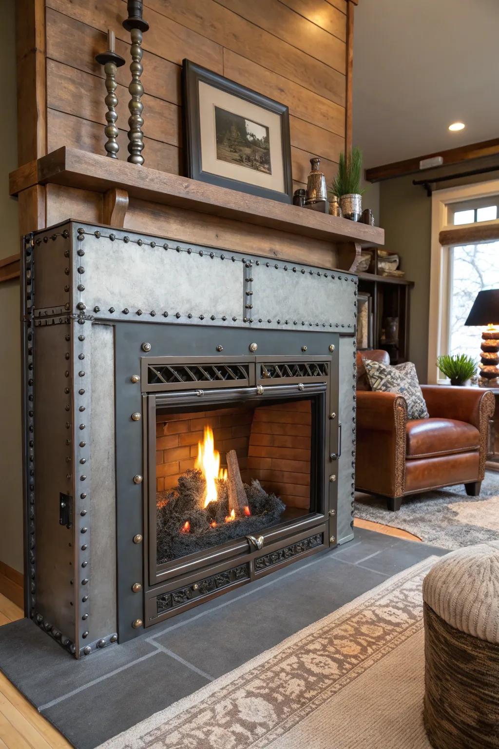 Metallic mantel for an urban look.
