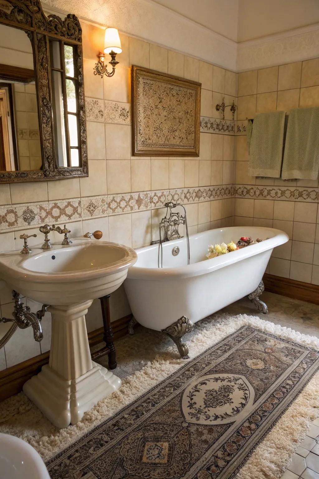 Traditional characteristics similar to taloned tubs evoke an impression of timelessness.
