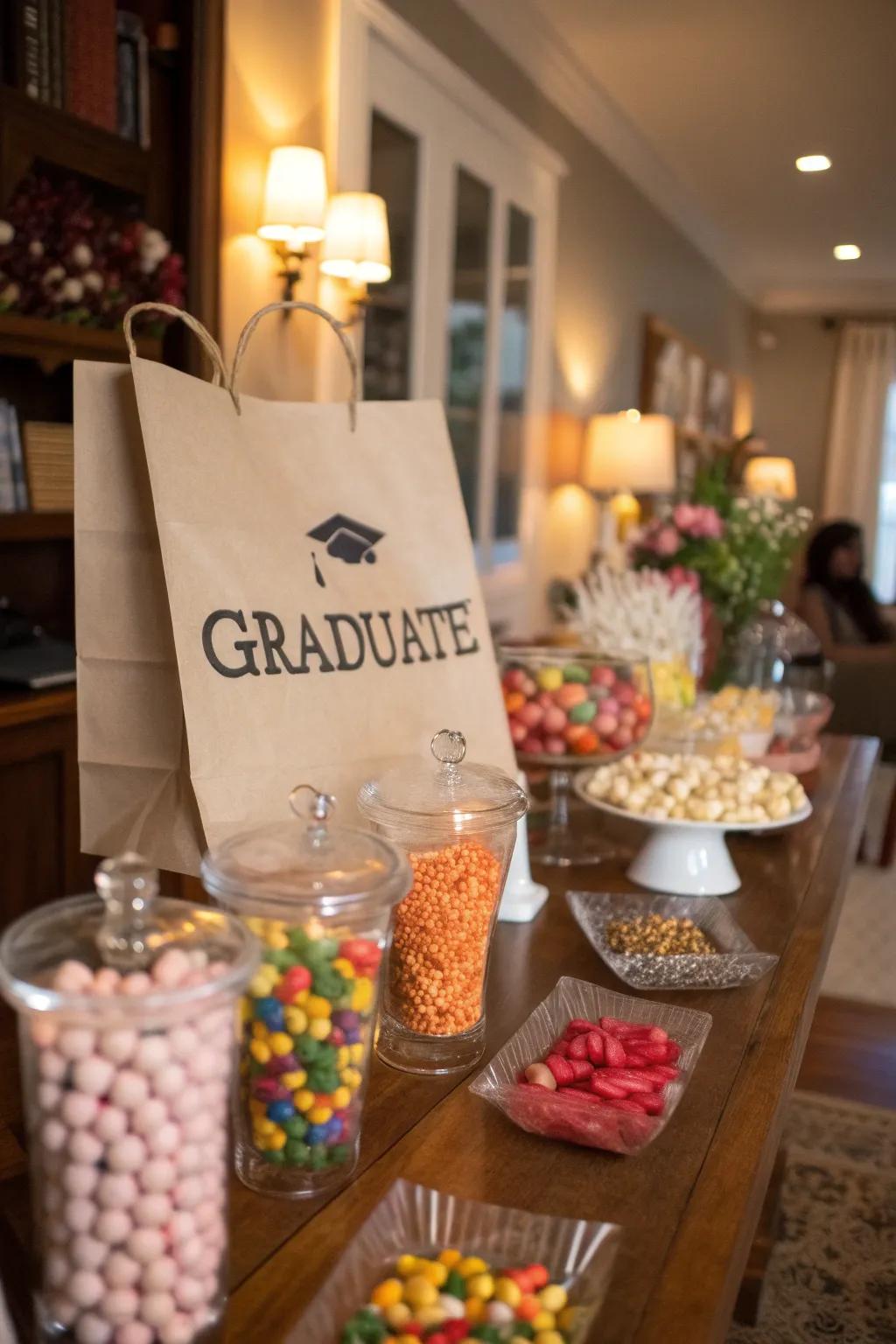 Send attendees home with bespoke candy sacks for a lasting memento.